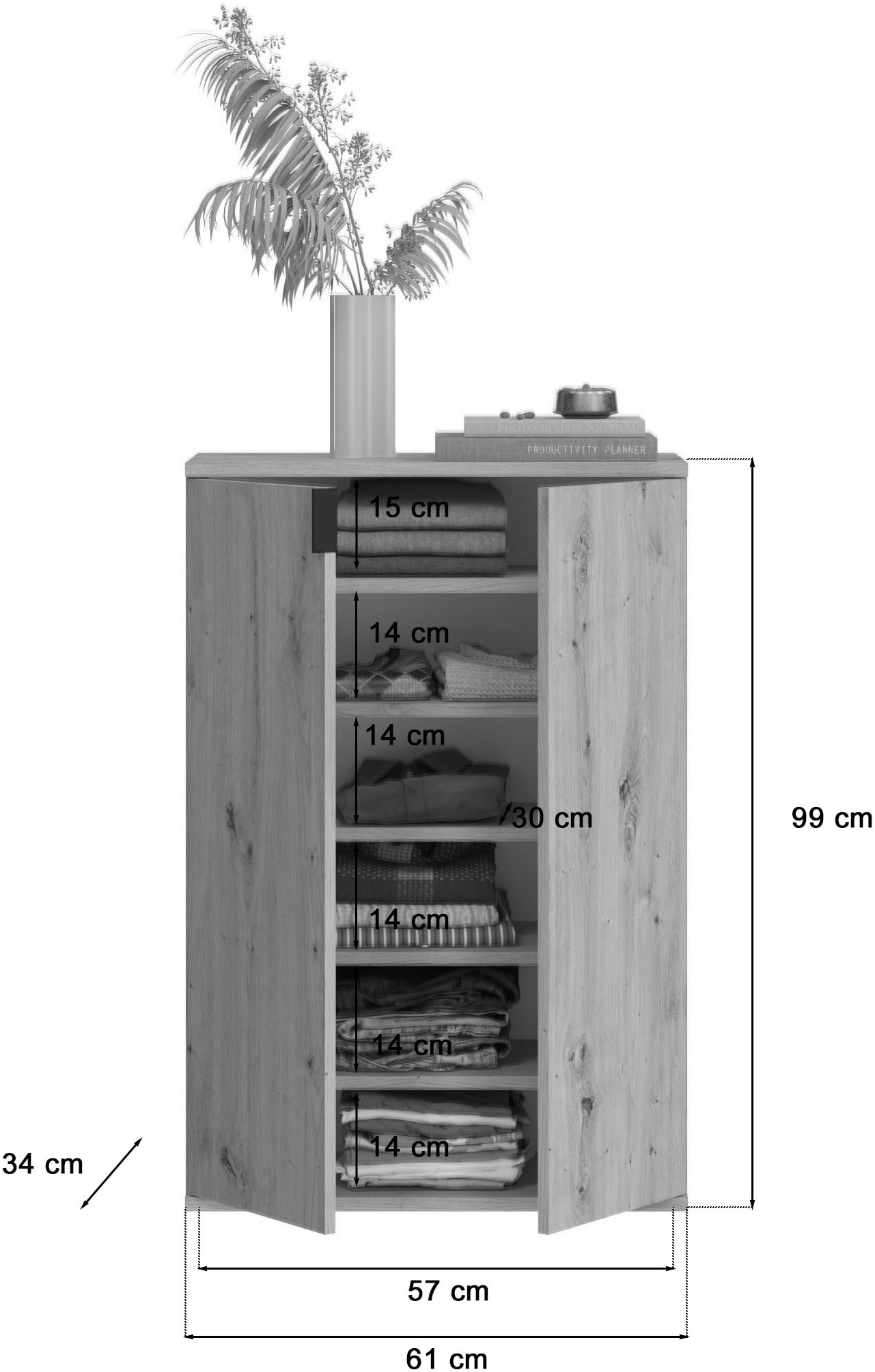 INOSIGN Garderoben-Set »Trondheim, Breite 183 cm, best. aus 3 Kommoden, 6 Türen, 18 Fächer«, (Set, 3 St.), Kommode, Sideboard, Kommodenkombination, Kommoden Set
