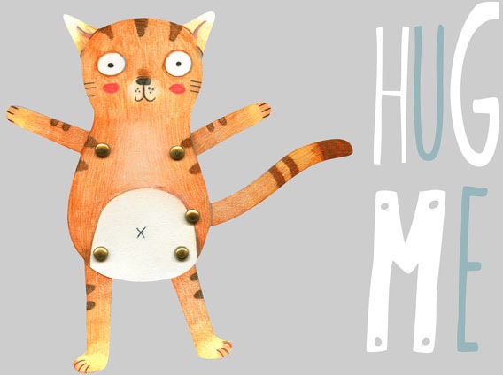 Wall-Art Wandtattoo »Teddy Tiger Katze Hug me«