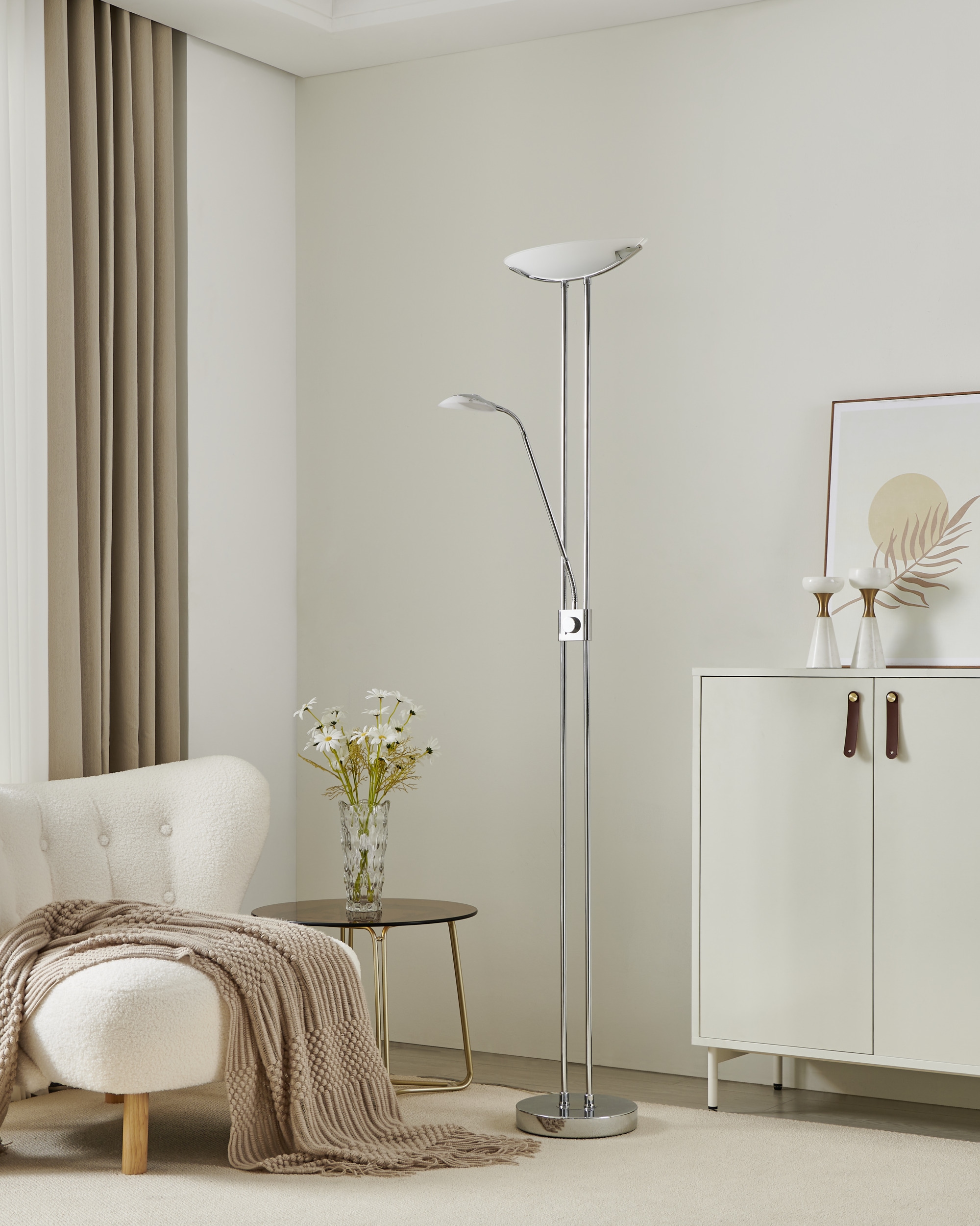 EGLO Stehlampe »BAYA LED Stehlampe - Stahl - LED;LED;LED - 20W;2,5W;2,5W - IP20« LED-Modul 1 Stk. Warmweiß Standleuchte, Leselampe, Wohzimmer, Schlafzimmer, L36 x H180 cm