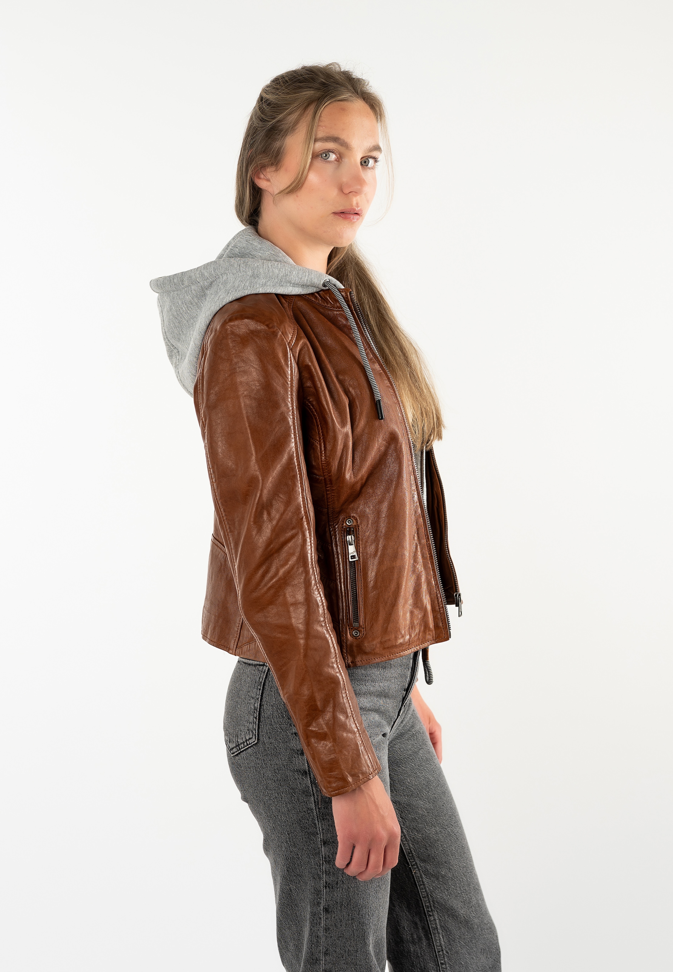Mauritius Lederjacke »MWAlva« mit Kapuze mit abnehmbarer Kapuze