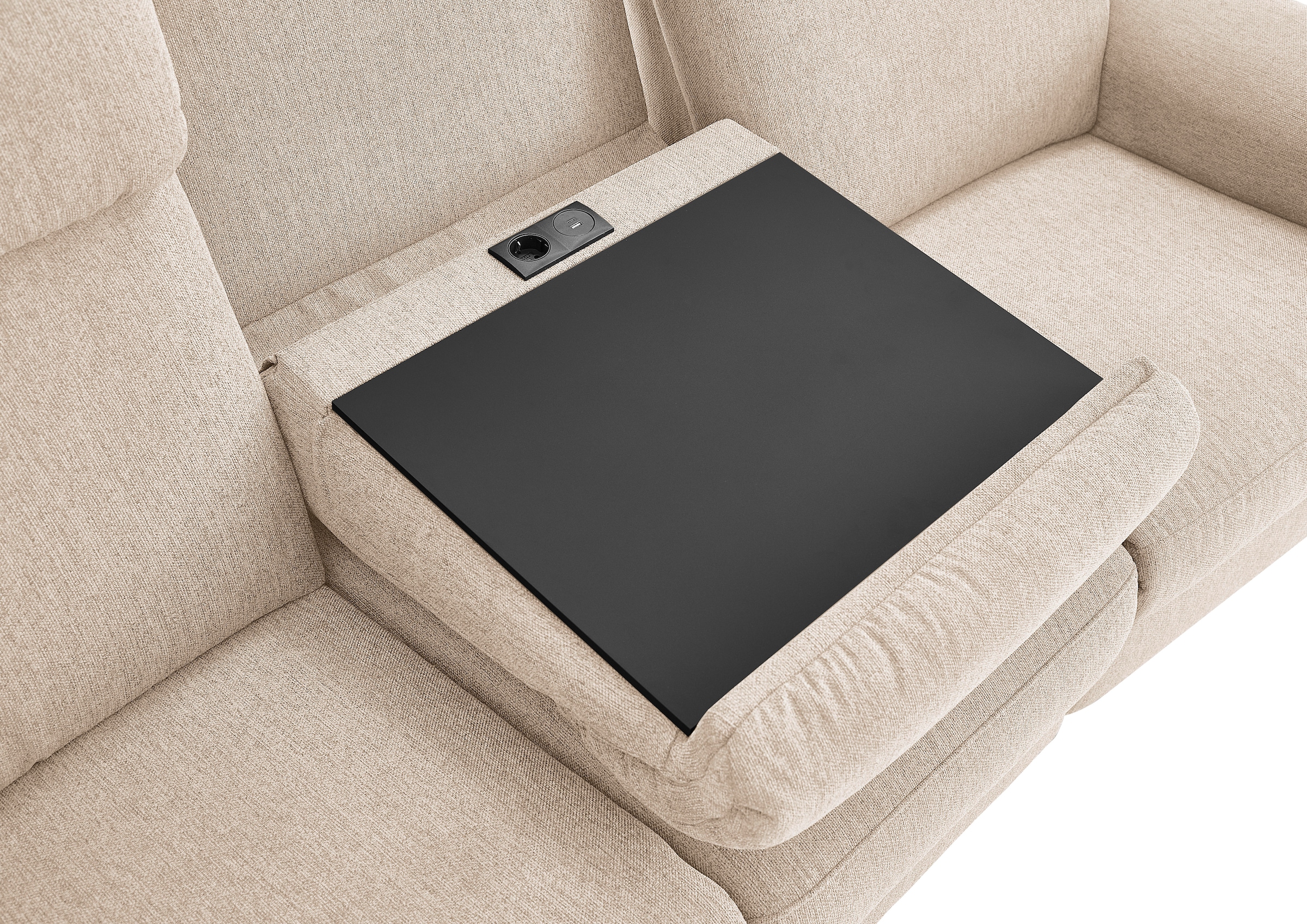 Home affaire 3-Sitzer »Turin Sofa mit elektrischer Relaxfunktion, Breite 226 cm« inkl. Tisch, USB & Steckdose, Federkern & pflegeleichtem Bezug