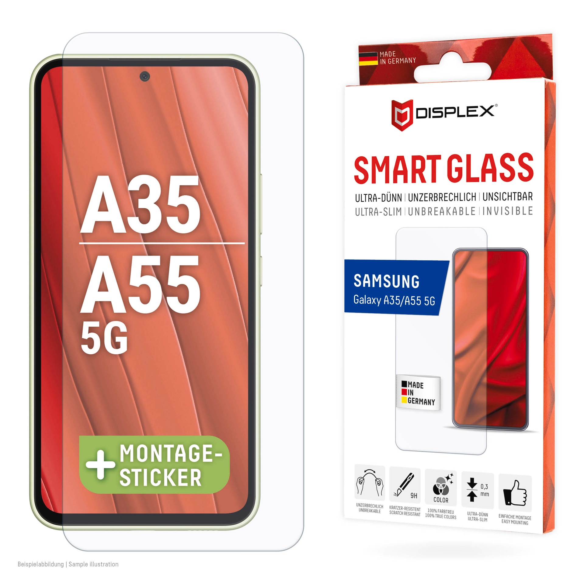 Displayschutzglas »Smart Glass«, für Samsung Galaxy A35-Samsung Galaxy A55 5G, (1...