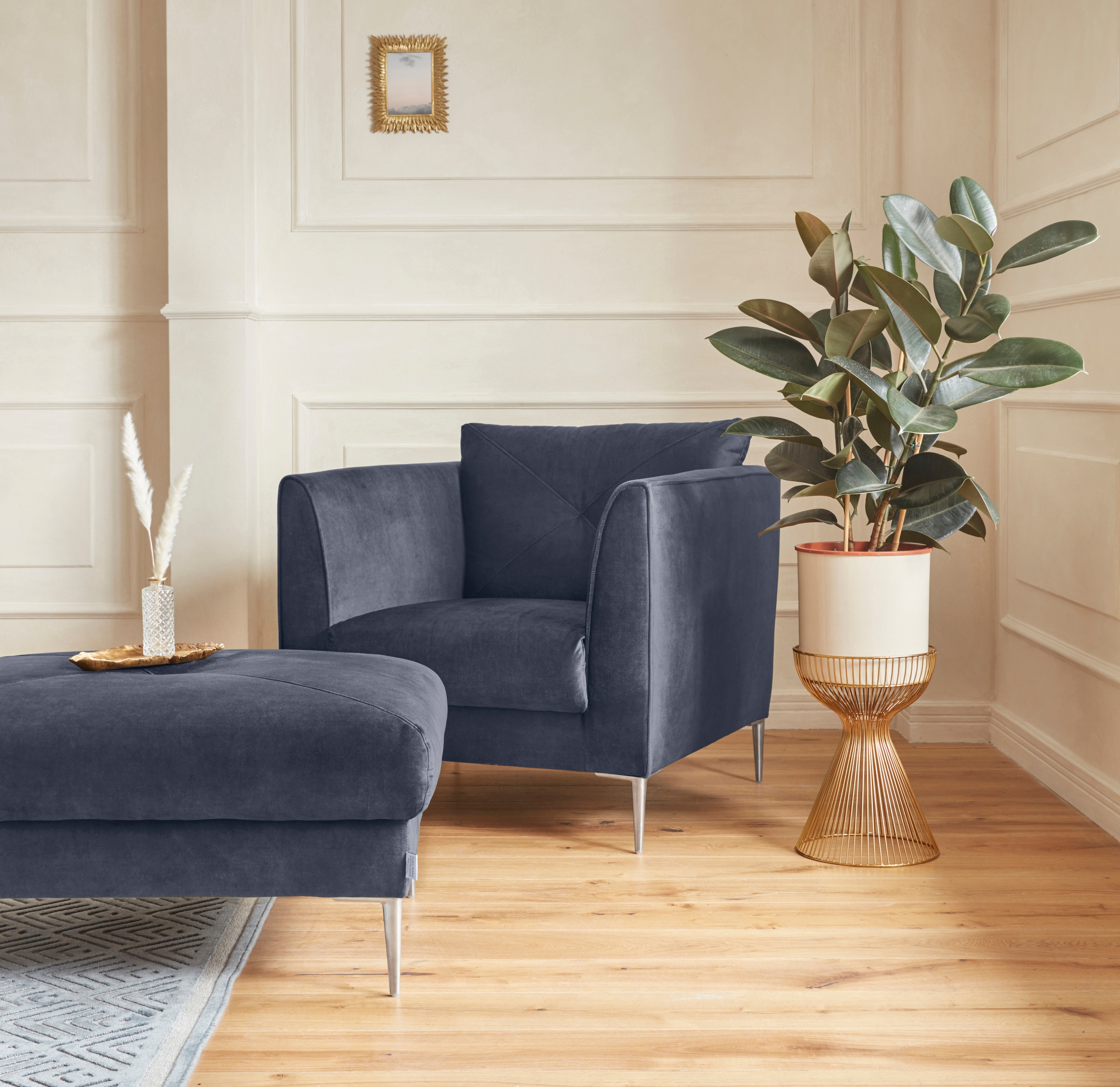 TRENDMANUFAKTUR Sessel »Chilltime, Loungesessel, Komfortsitzhöhe 46cm, Breite 85cm, bequem«, mit eleganter Kreuznaht im Rückenkissen