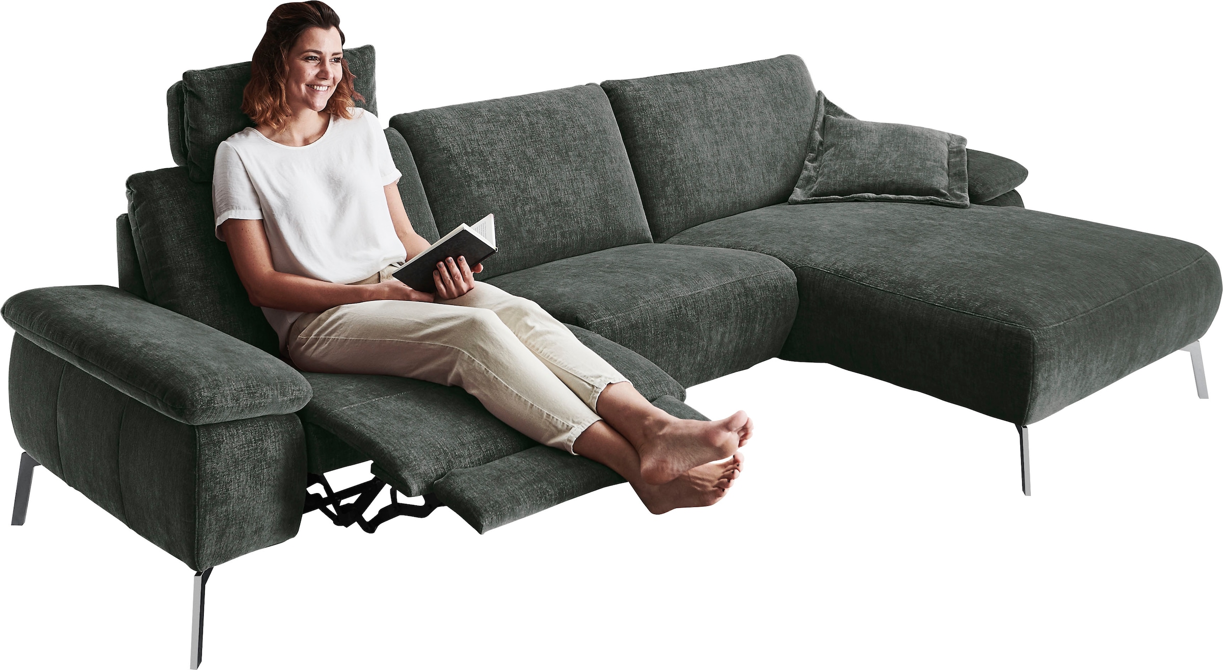 INOSIGN Ecksofa »Bellini L-Form«, teilmotorische Relaxfunktion an 1 Element, klappbare Armlehnen