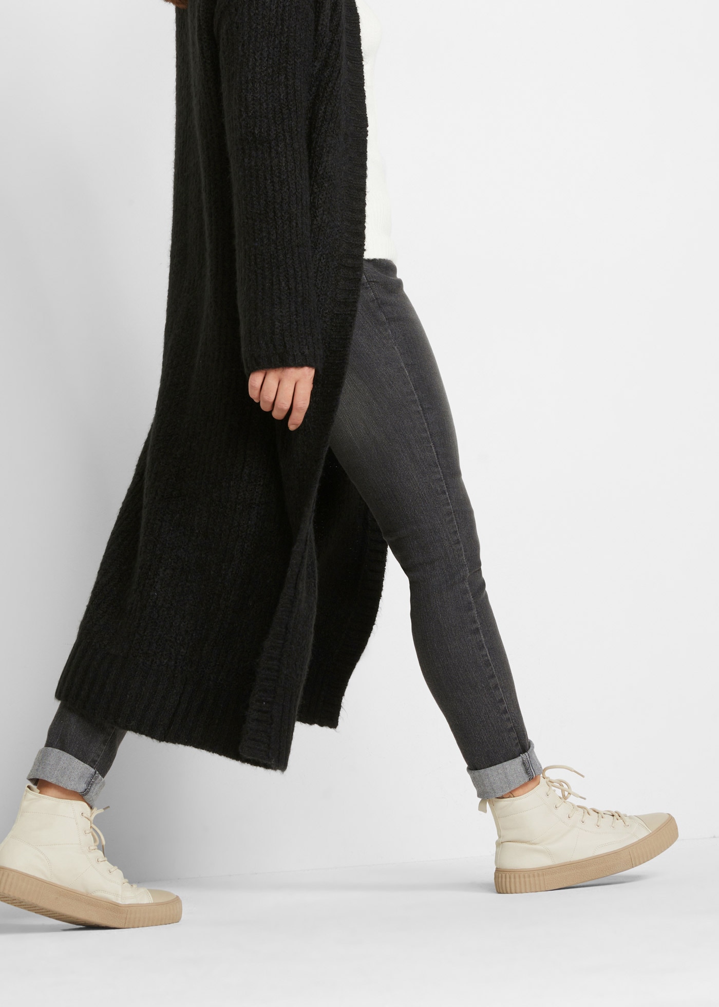 bonprix Strickmantel Lange Strickjacke