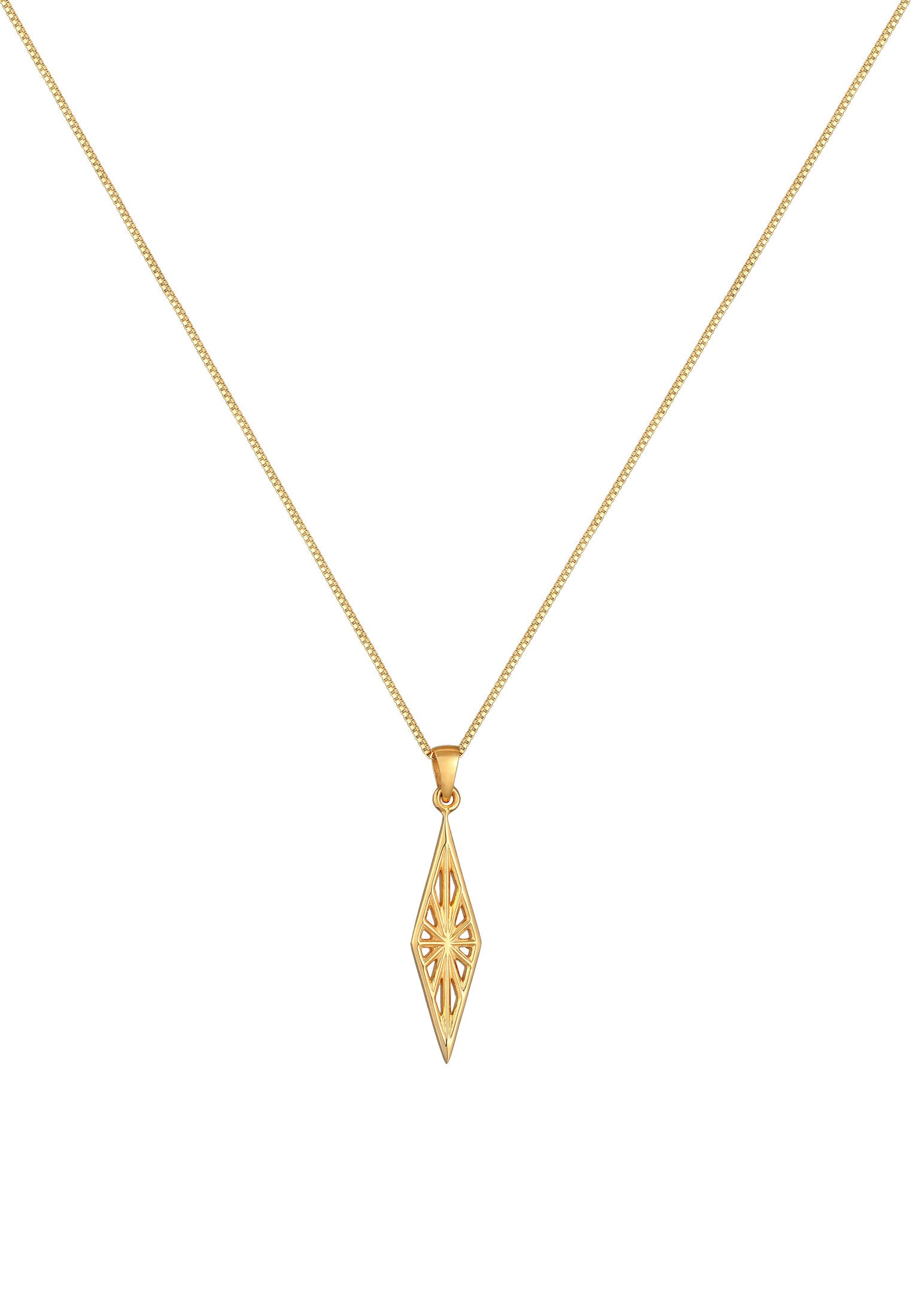 Kuzzoi Kette mit Anhänger »Halskette Herren Raute Marquise Ornament Used Look 925 Silber«