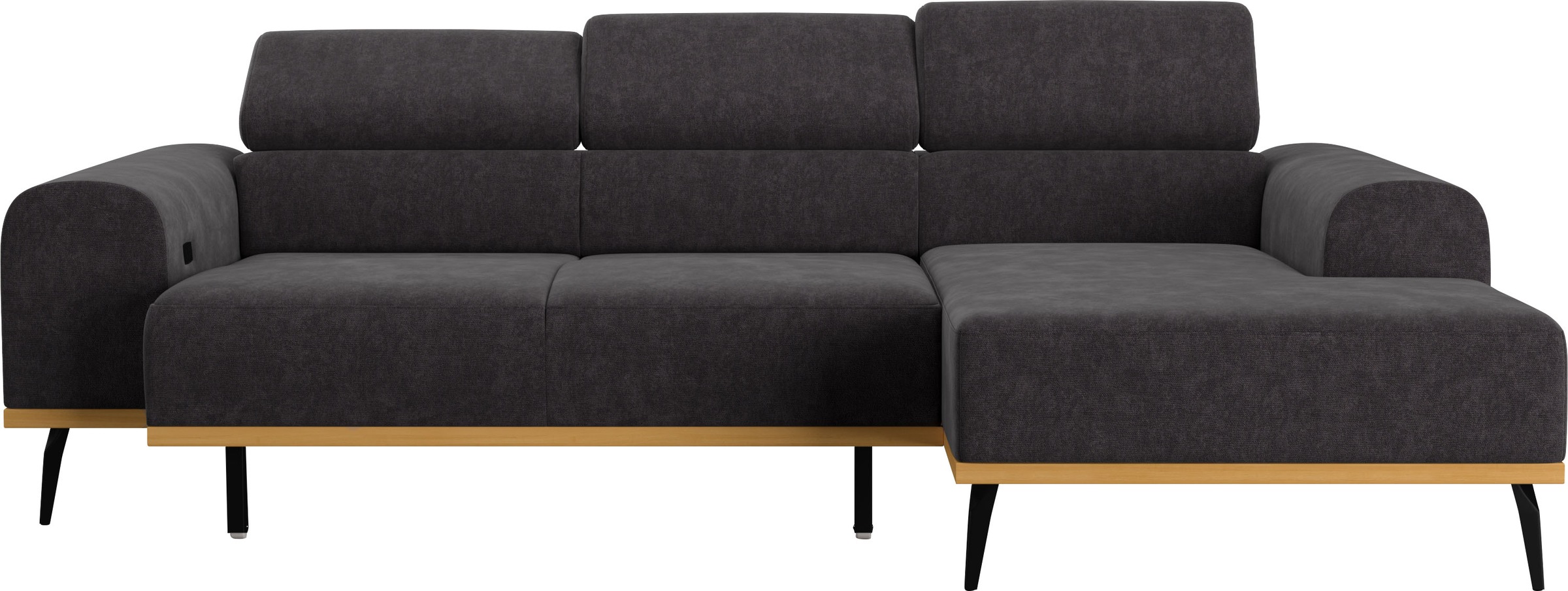Places of Style Ecksofa »Carlo L-Form«, mit Kopfteilverstellung & Holz-Rahmenoptik, wahlweise Relaxfunktion