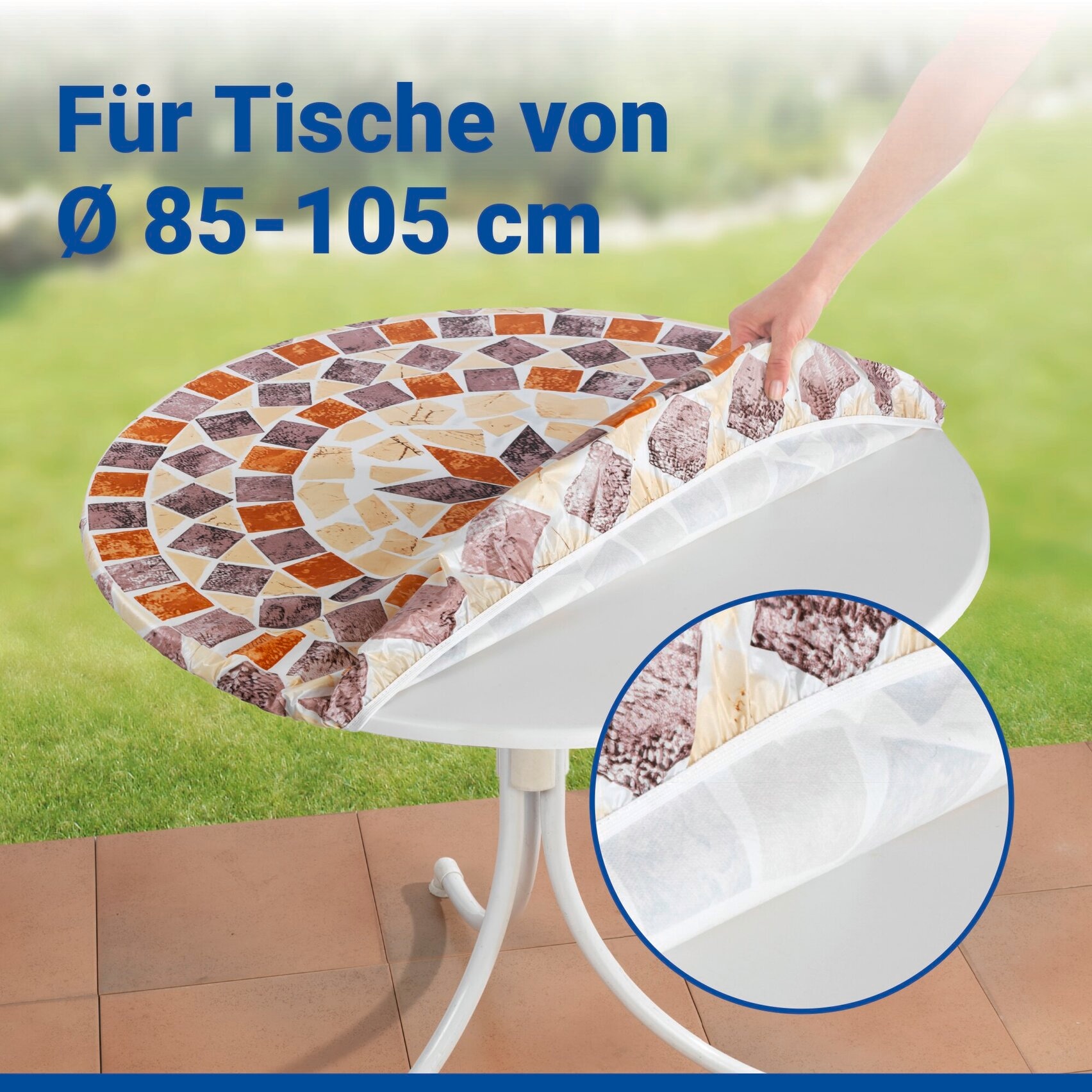 Maximex Gartentischdecke »Spann-Tischdecke« Ø 85-105 cm, abwaschbar, wetterfest