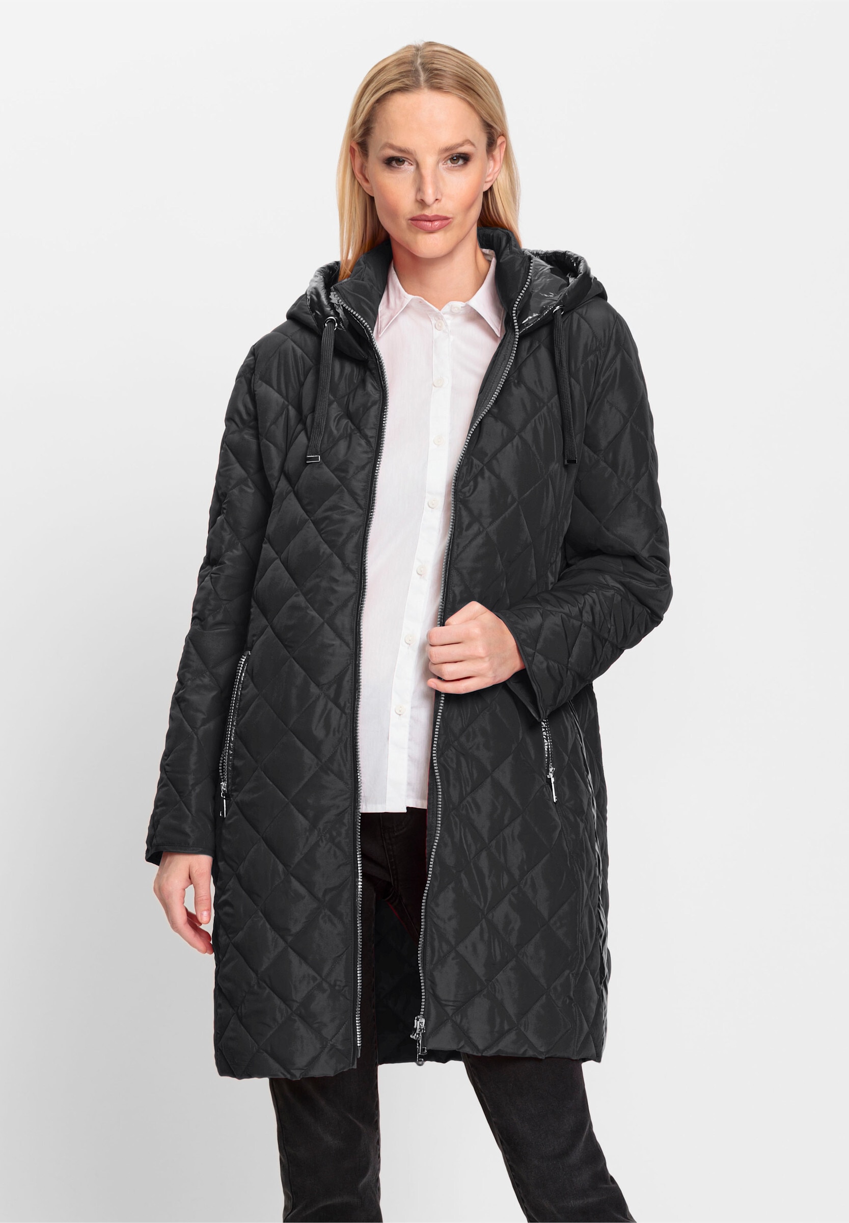 heine Steppjacke »Kurzmantel Steppmantel mit Details in Lack-Optik« mit Kapuze
