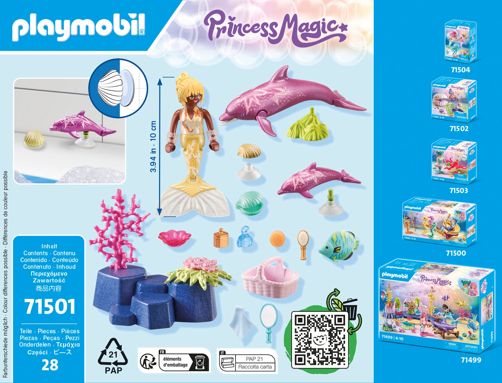 Playmobil® Konstruktions-Spielset »Meerjungfrau mit Delfinen (71501), Princess Magic«, (28 St.), Made in Europe