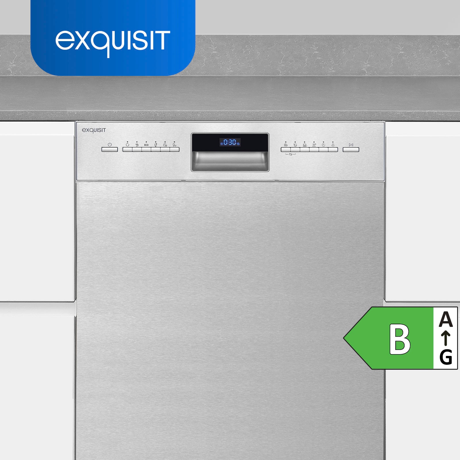 exquisit Unterbaugeschirrspüler »EGSP9614-EF-030B inox«, 14 Maßgedecke