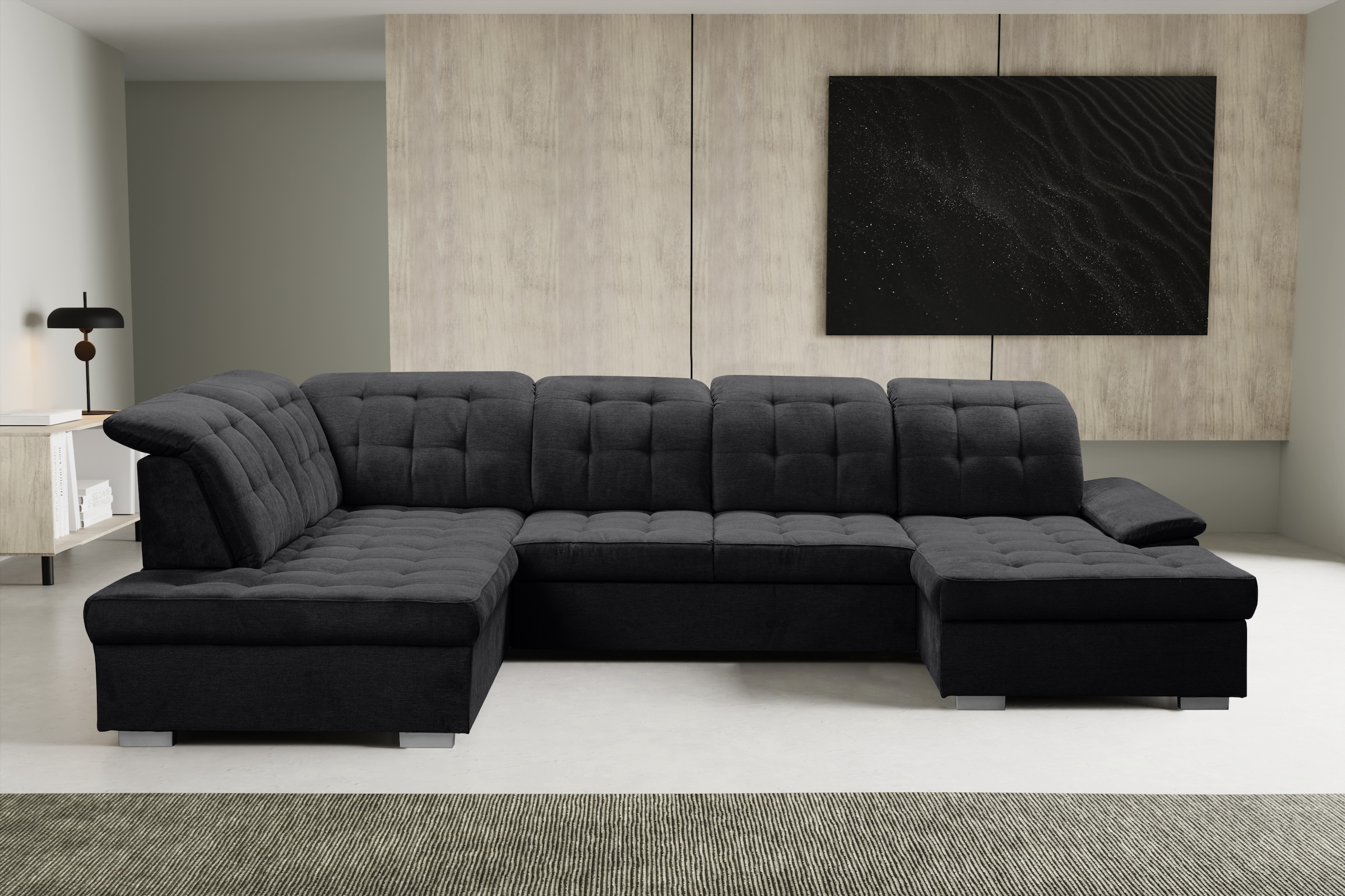 WERK2 Wohnlandschaft »Kordula-New U-Form«, Sofa in U-Form mit Schlaffunktion & Bettkasten, Schlafcouch