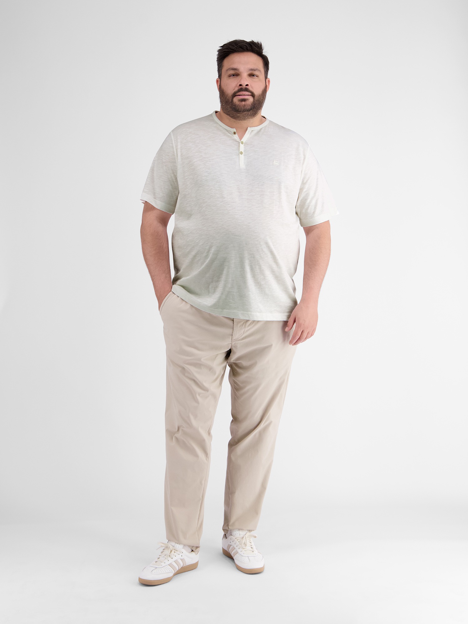 LERROS Henleyshirt »LERROS Unifarbenes Serafino-Shirt in Großen Größen«