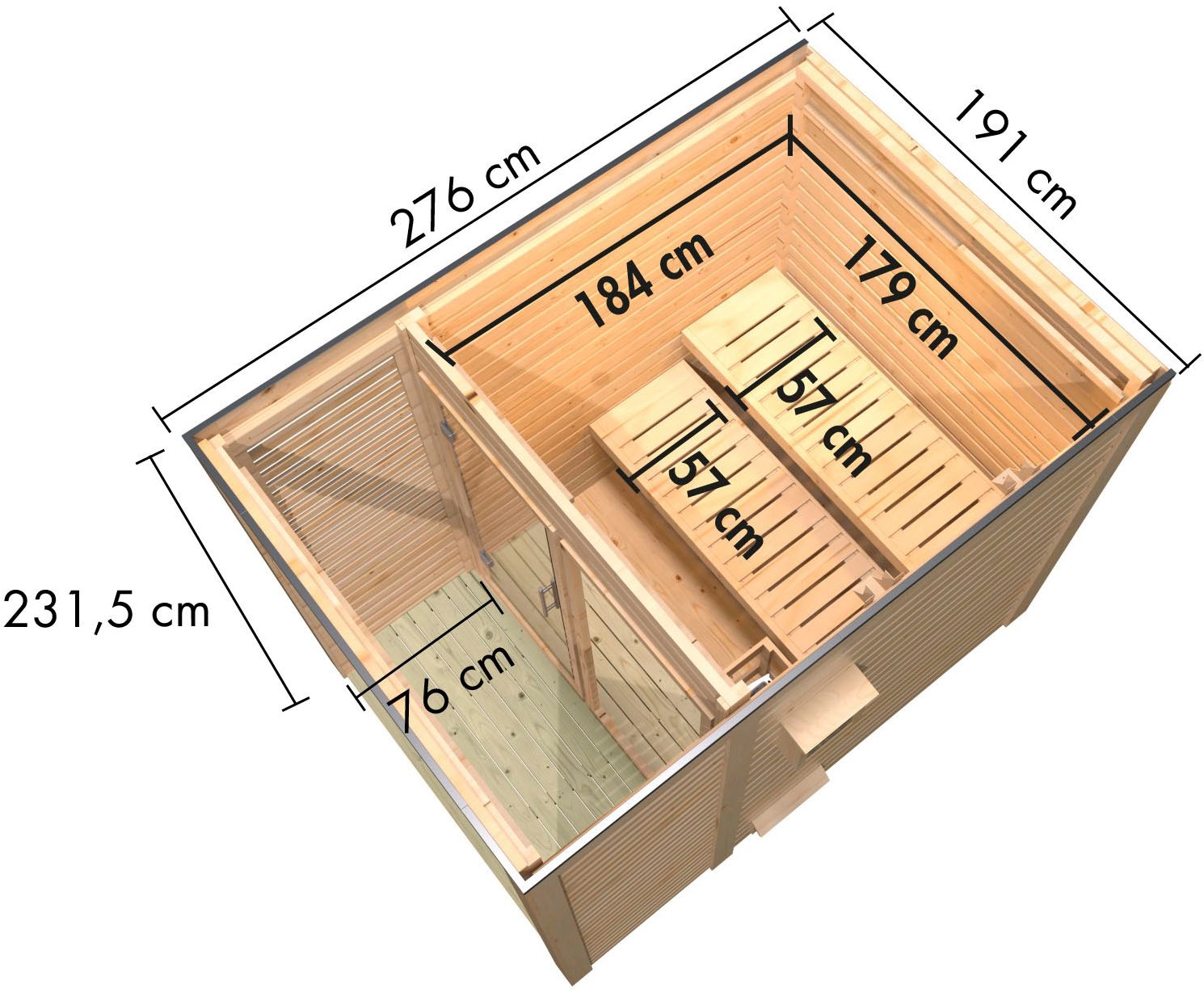 Karibu Saunahaus »»Armin 1« naturbelassen« in verschiedenen Ausführungen erhältlich