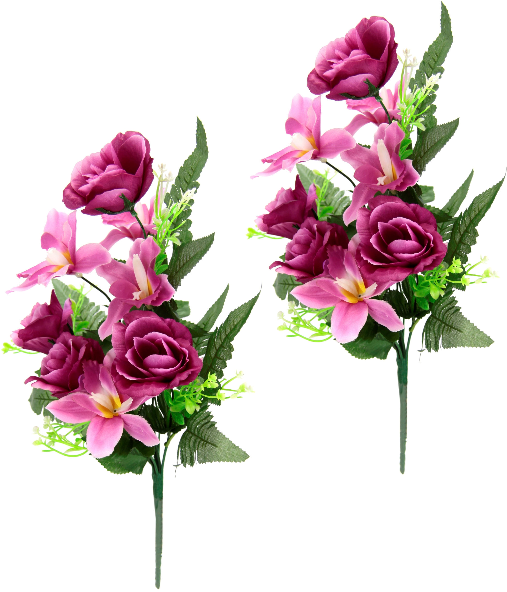 Blumen Kunstblumenstrauß 2er Künstliche »Bouquet Rosen«, und bestellen oder I.GE.A. Stellen aus bei Kunstblume Set Orchideen OTTO Legen zum