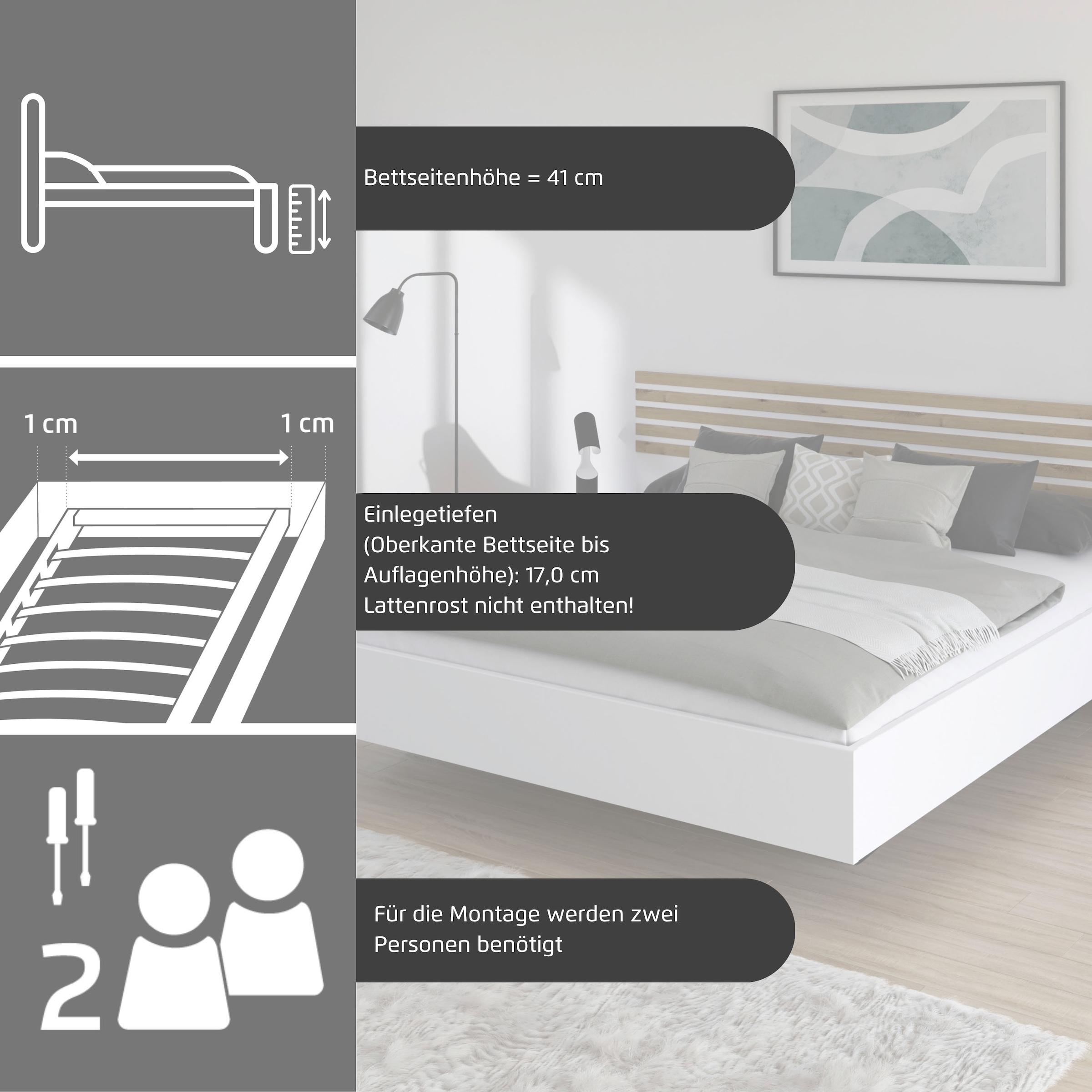 rauch Schlafzimmer-Set »Komplettzimmer Komplett Set Schrank 226 cm Bett 160/180 cm LAMELLA« Set, 3 verschiedene Ausstattungen, inkl. SOFT-CLOSE, 4 tlg. tlg.
