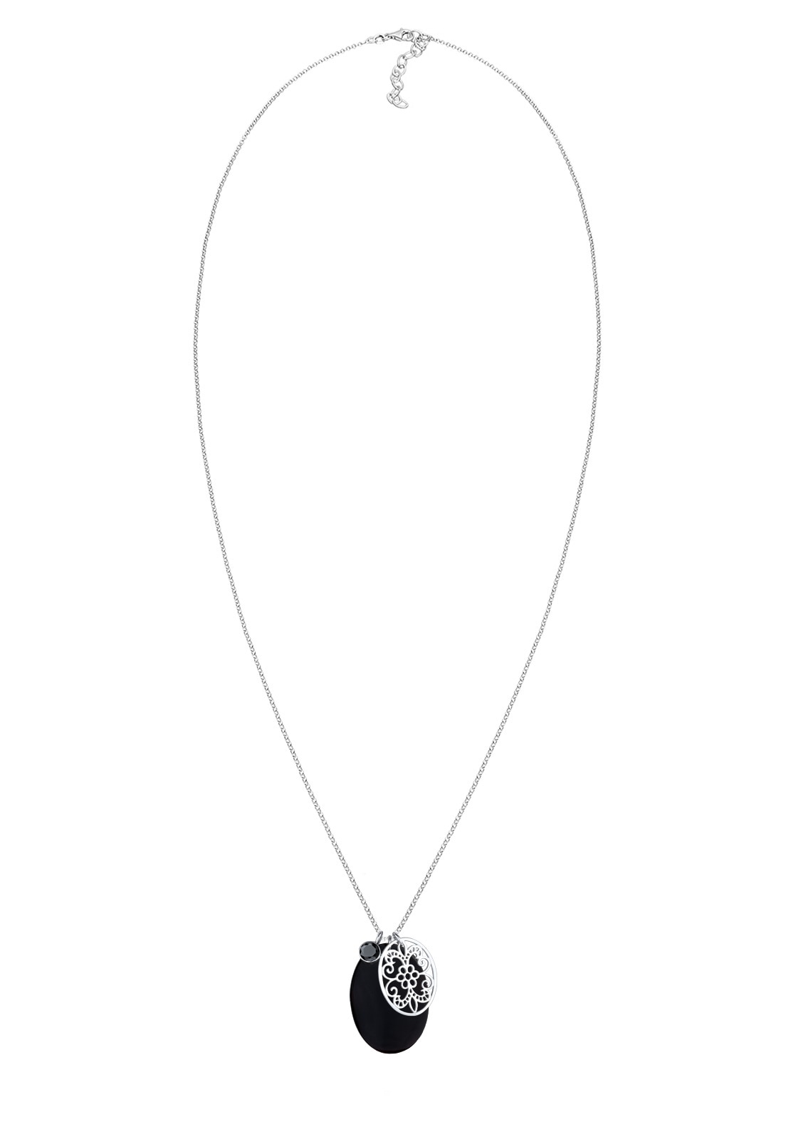 Elli Lange Kette »Halskette Perlmuttscheibe Ornament Zirkonia 925 Silber«