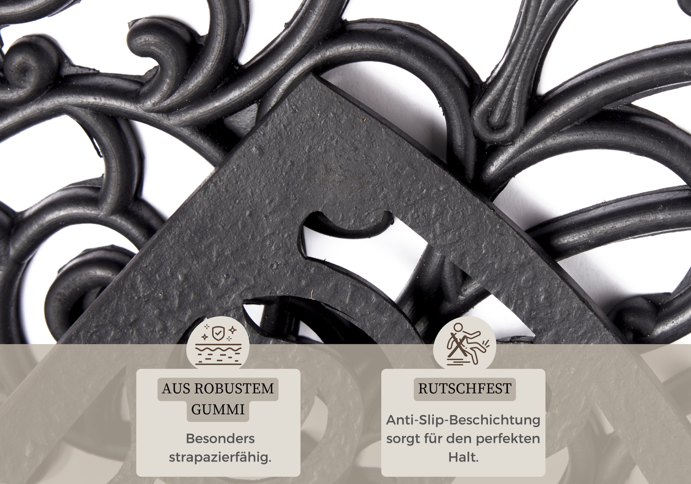 HANSE Home Fußmatte »Ornaments, Türmatte«, halbrund, 10 mm Höhe, Gummi, Schmutzfangmatte, Outdoor, Rutschfest, Innen, Gummimatte