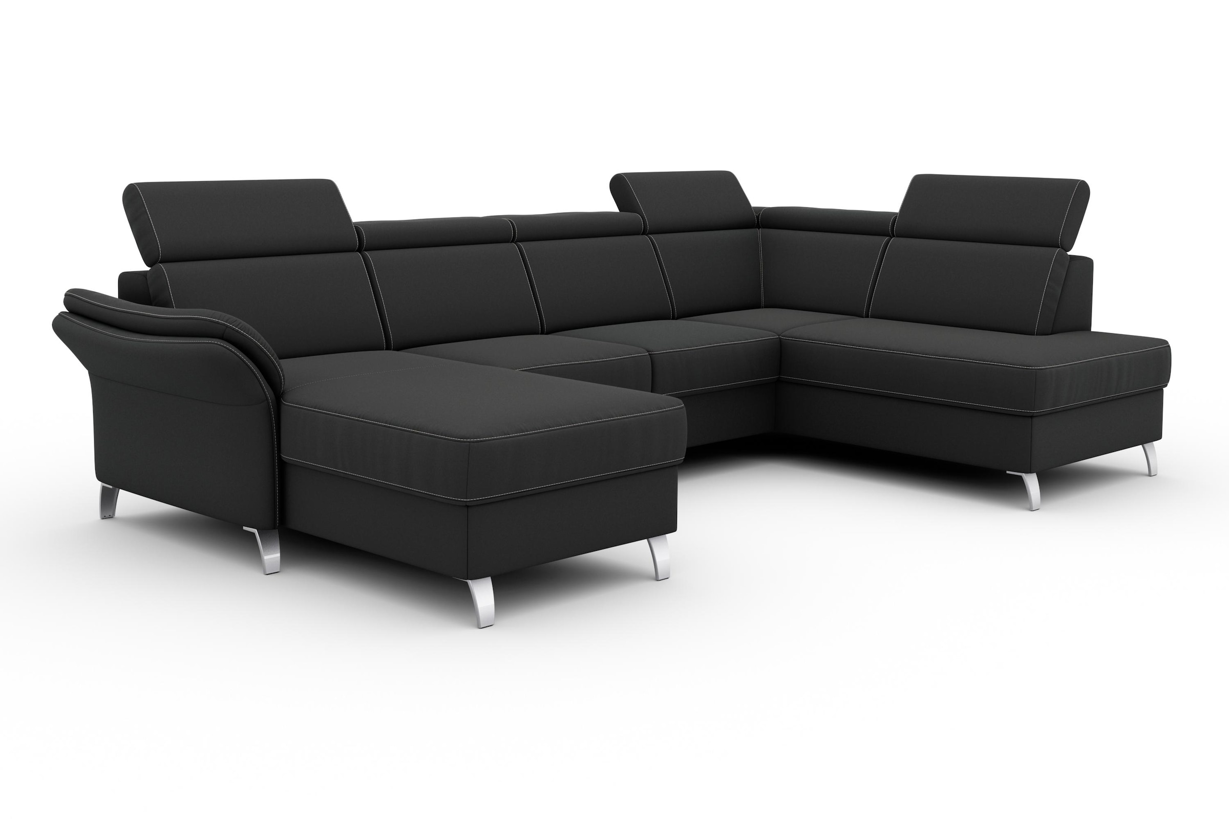 sit&more Wohnlandschaft »Vincenzo U-Form«, inklusive Kopfteilverstellung, wahlweise mit Bettfunktion, Bettkasten