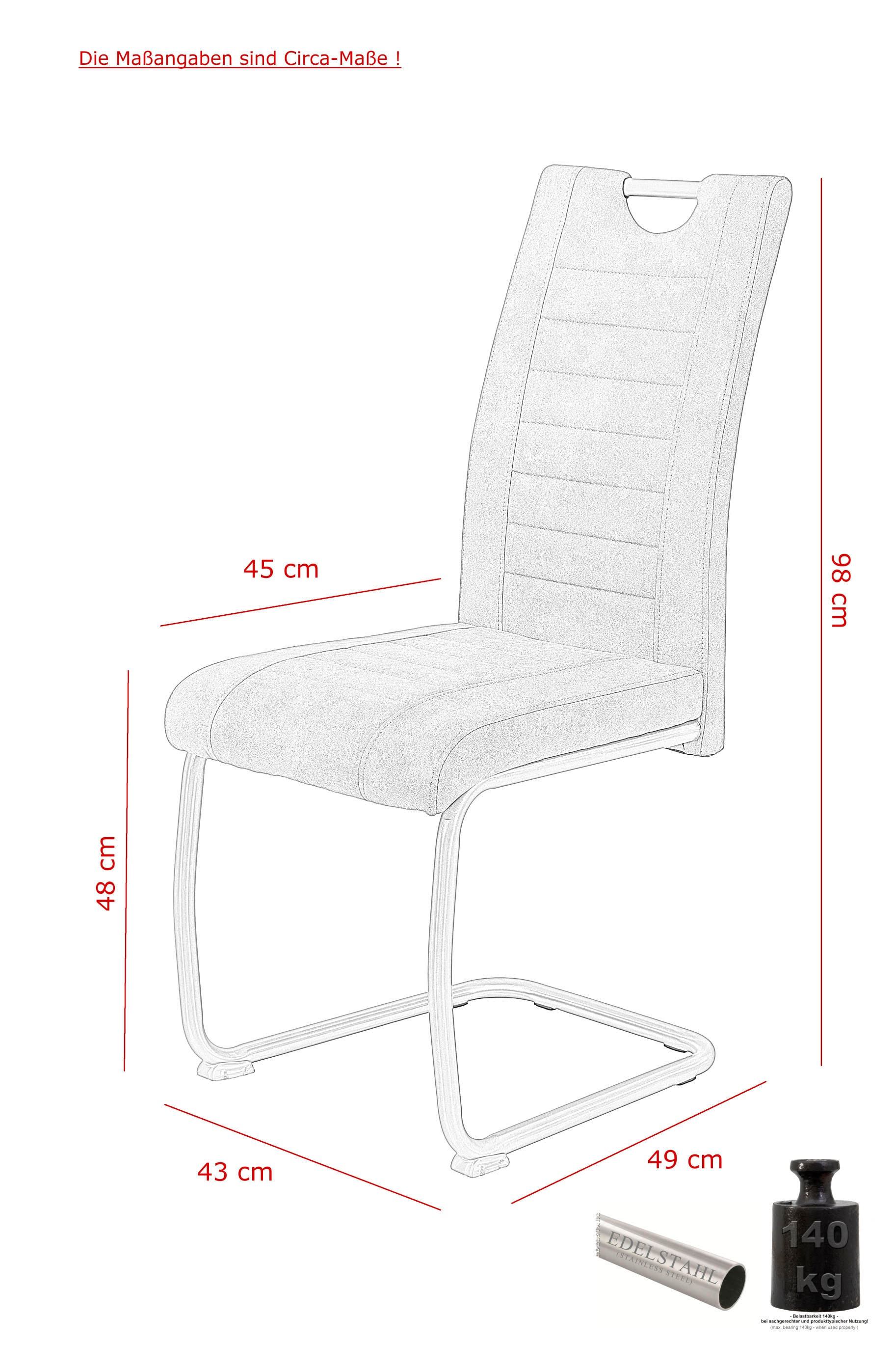 HELA Essgruppe »Ulla«, (Set, 5 tlg.), ausziehbar 140 - 220 cm, Edelstahl, 140 Kg Belastbar