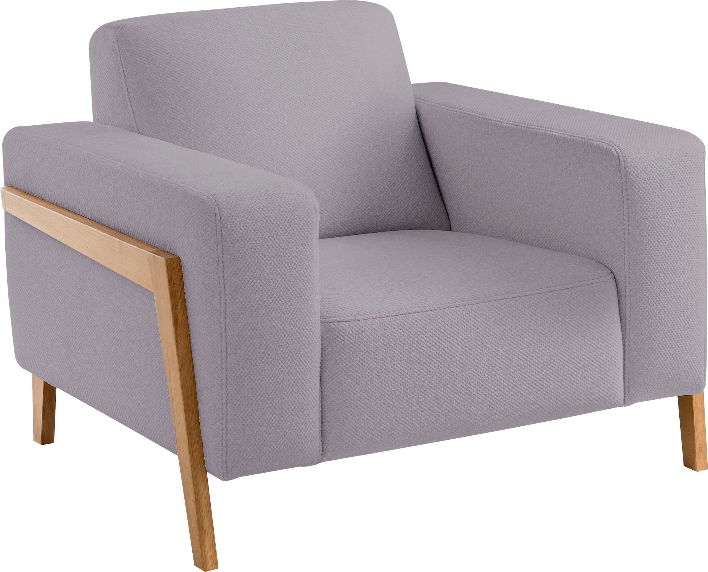 exxpo - sofa fashion Sessel »Starr, Loungesessel, Scandic Design mit Sichtholz am Armteil« im Scandinavian Design, mit Massive Holzfüße, frei im Raum stellbar