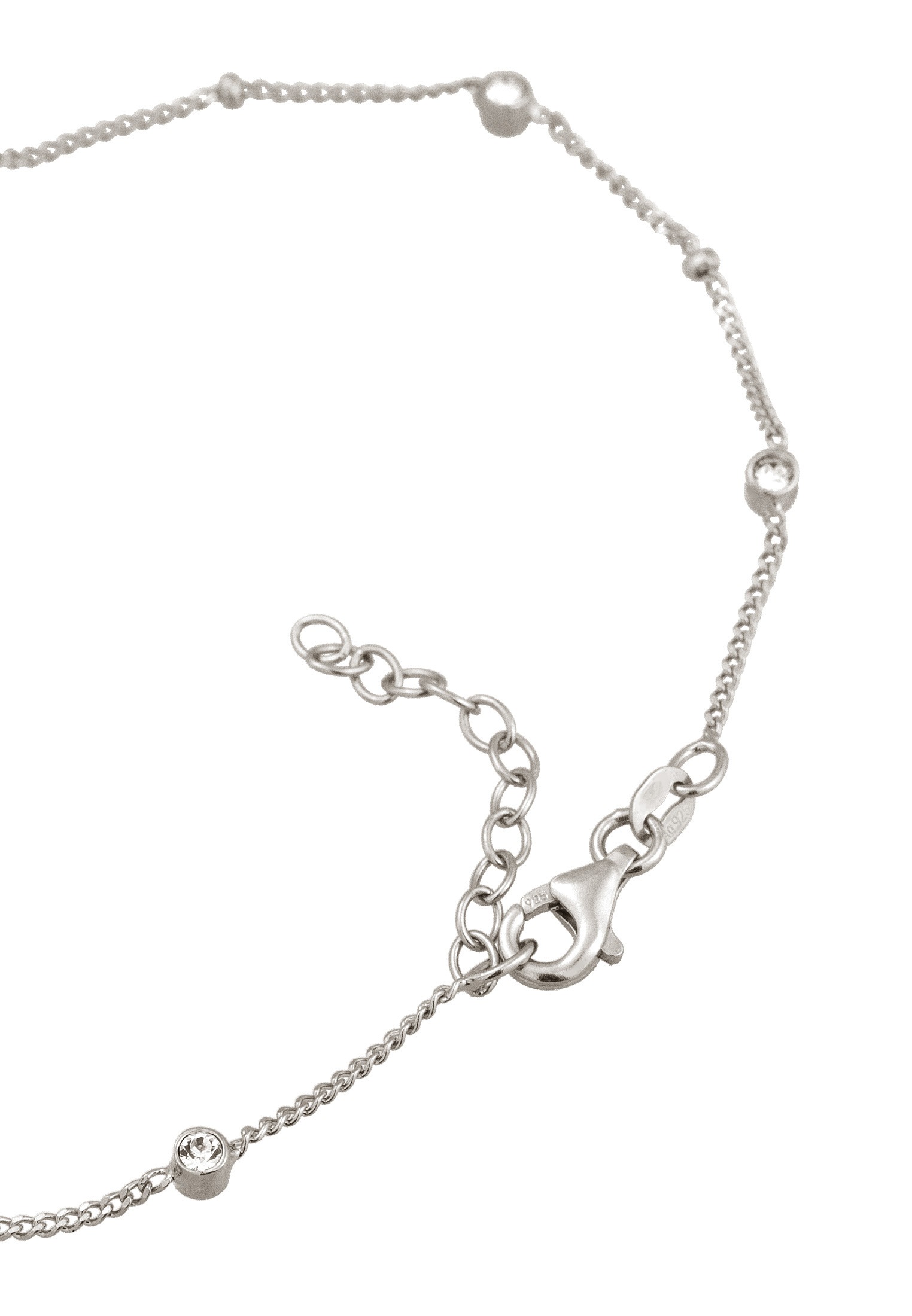 Elli Fußkette »Fußschmuck Fußkettchen Glas Kristalle Weiß 925 Sterling Silber«