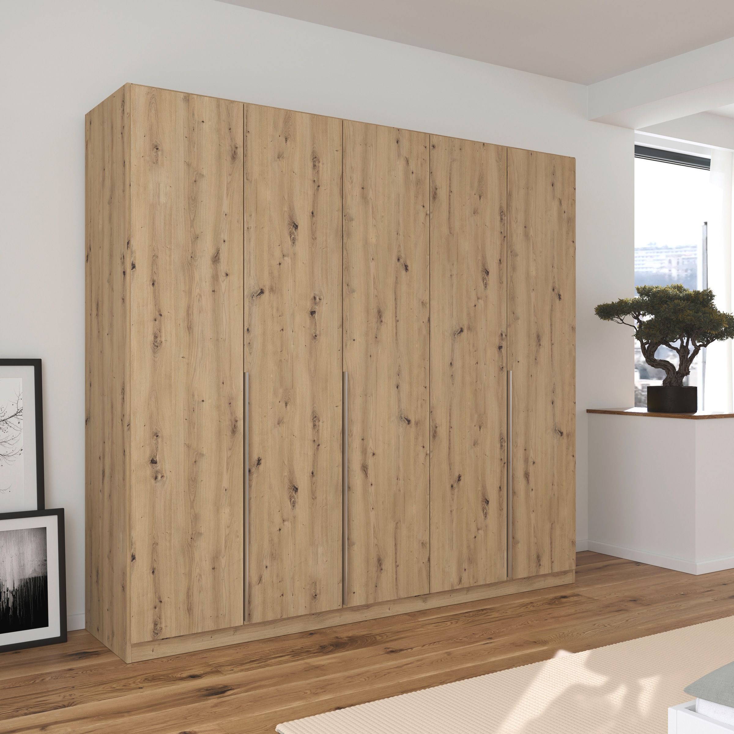 OTTO home Drehtürenschrank »Kleiderschrank Schrank Garderobe AGORDO  Schlafzimmer« in zwei Griff-Farben, Breiten 91-405 cm, Dekor- oder Hochglanzfront,  durchdachte Innenausstattung, in 8 Breiten und 2 Höhen MADE IN GERMANY