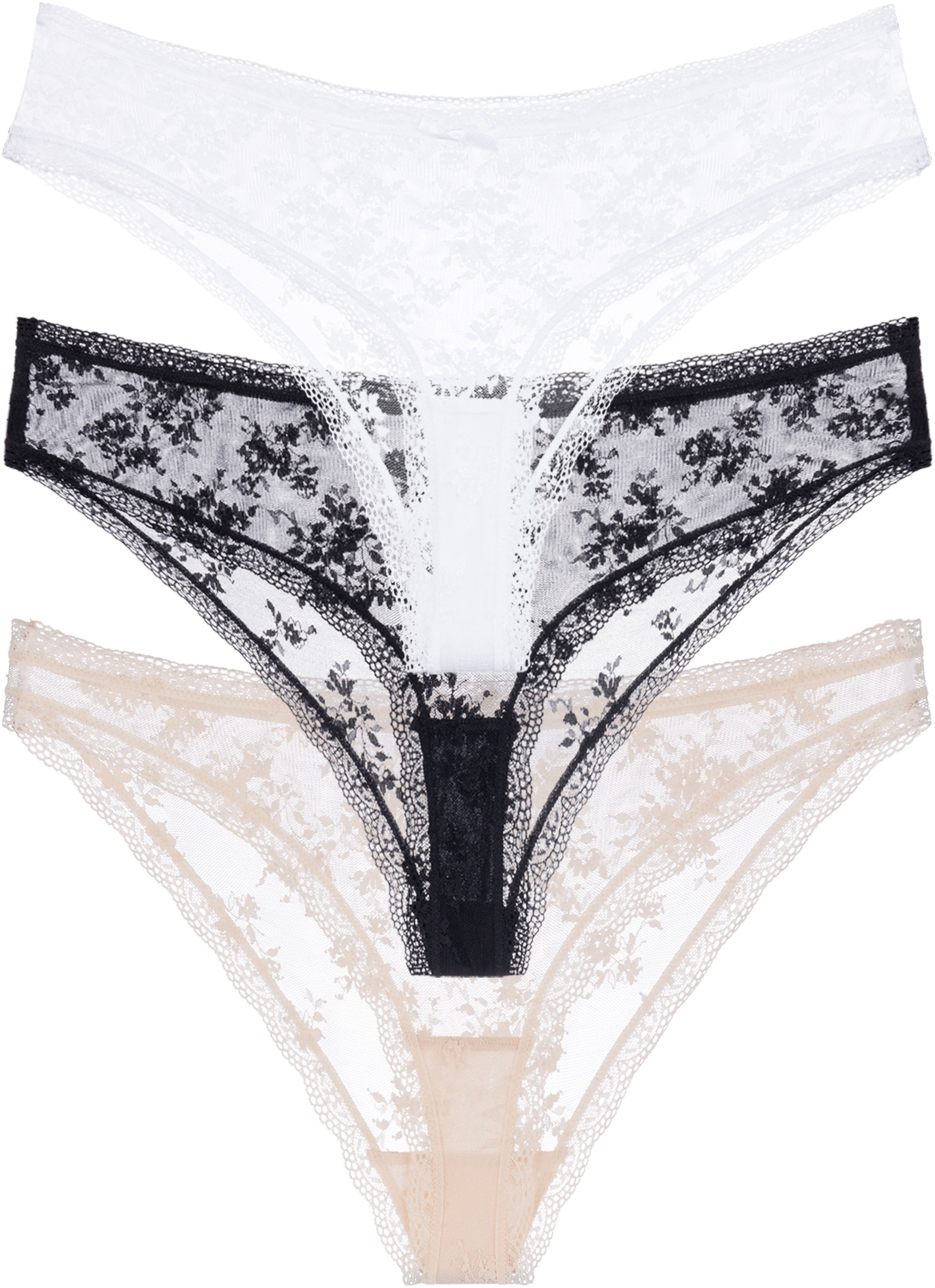 Dorina Brasilslip »Lana Essential Lace« 3er Pack,  mit Spitze, leicht transparent, bequem, weich