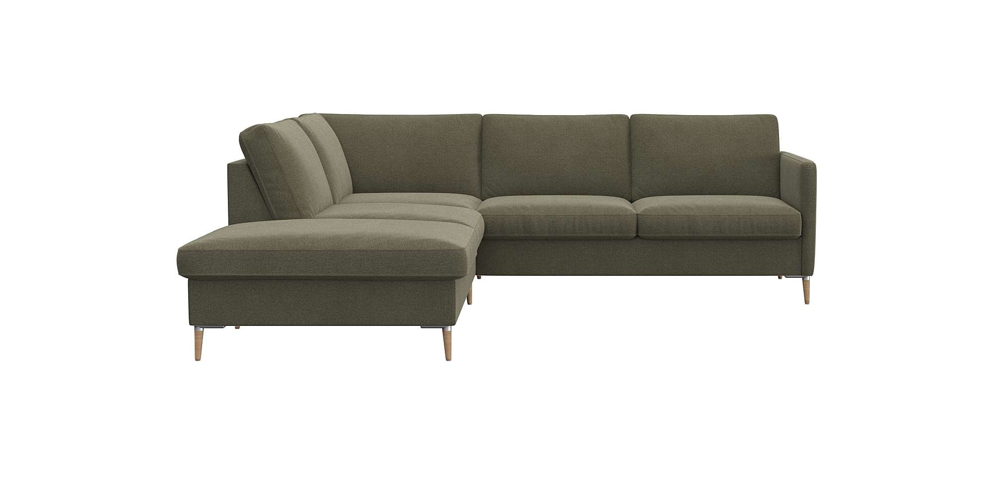 FLEXLUX Ecksofa »Fiore, L-Form, super bequem durch Kaltschaum im Sitz«, schmale Armlehnen, Füße Alu/Eiche, B/T 234/225 cm