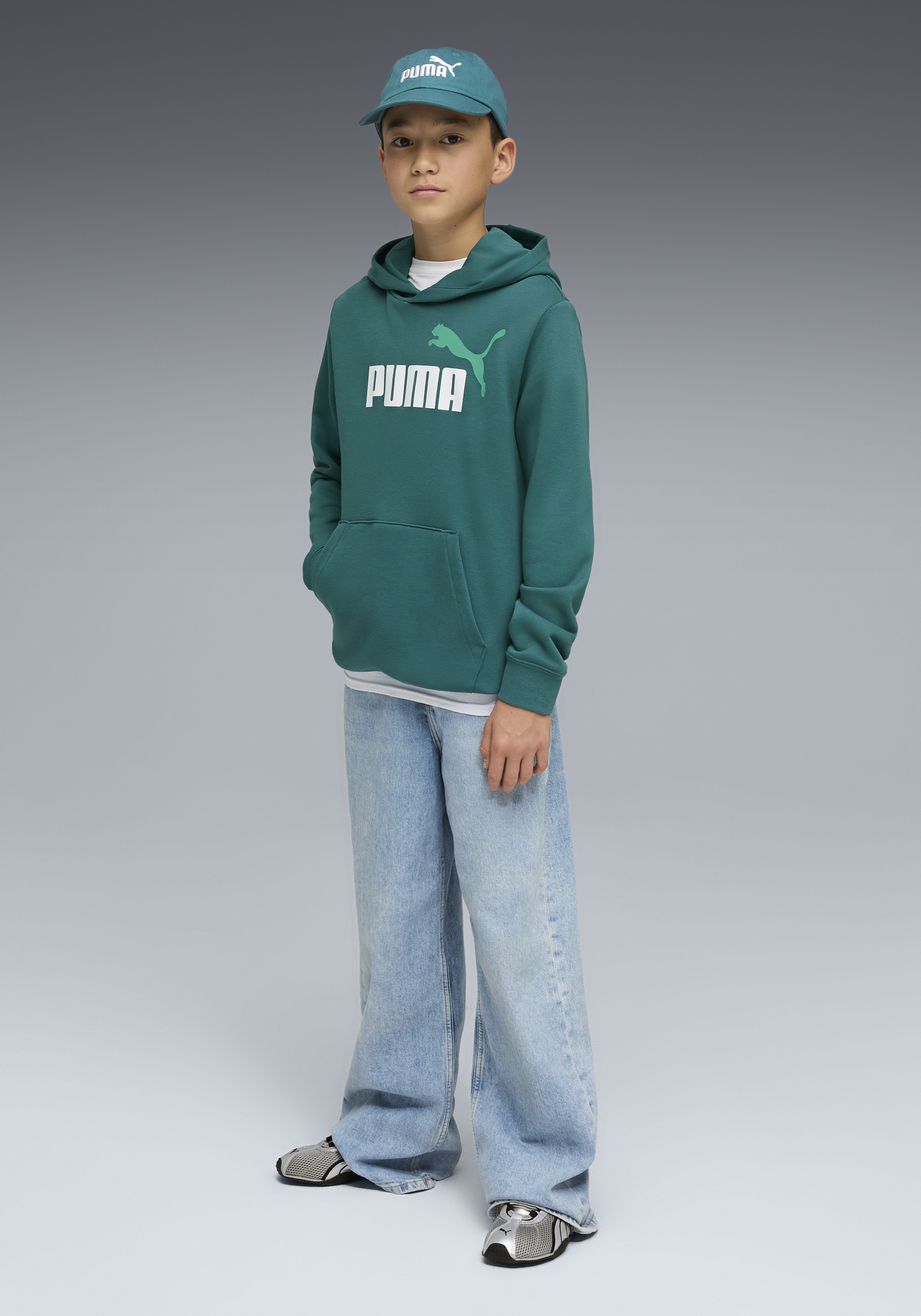 PUMA Kapuzensweatshirt »ESS 2 COLOR NO.1 LOGO HOODIE TR B«, für Jugendliche, mit Kängurutasche, mit Print-Applikation
