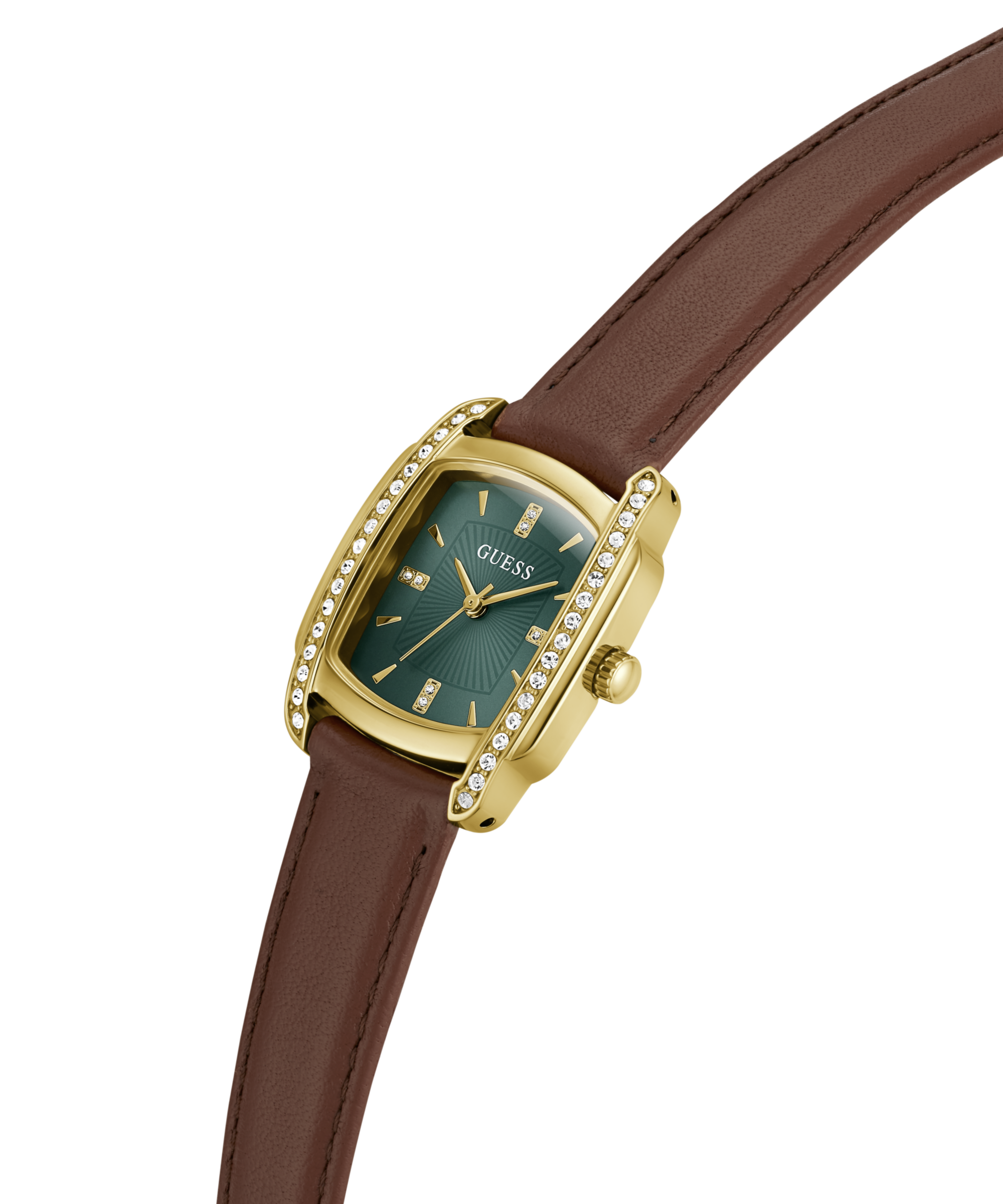 Guess Quarzuhr »ETTA« Armbanduhr, Damenuhr, Lederarmband, analog