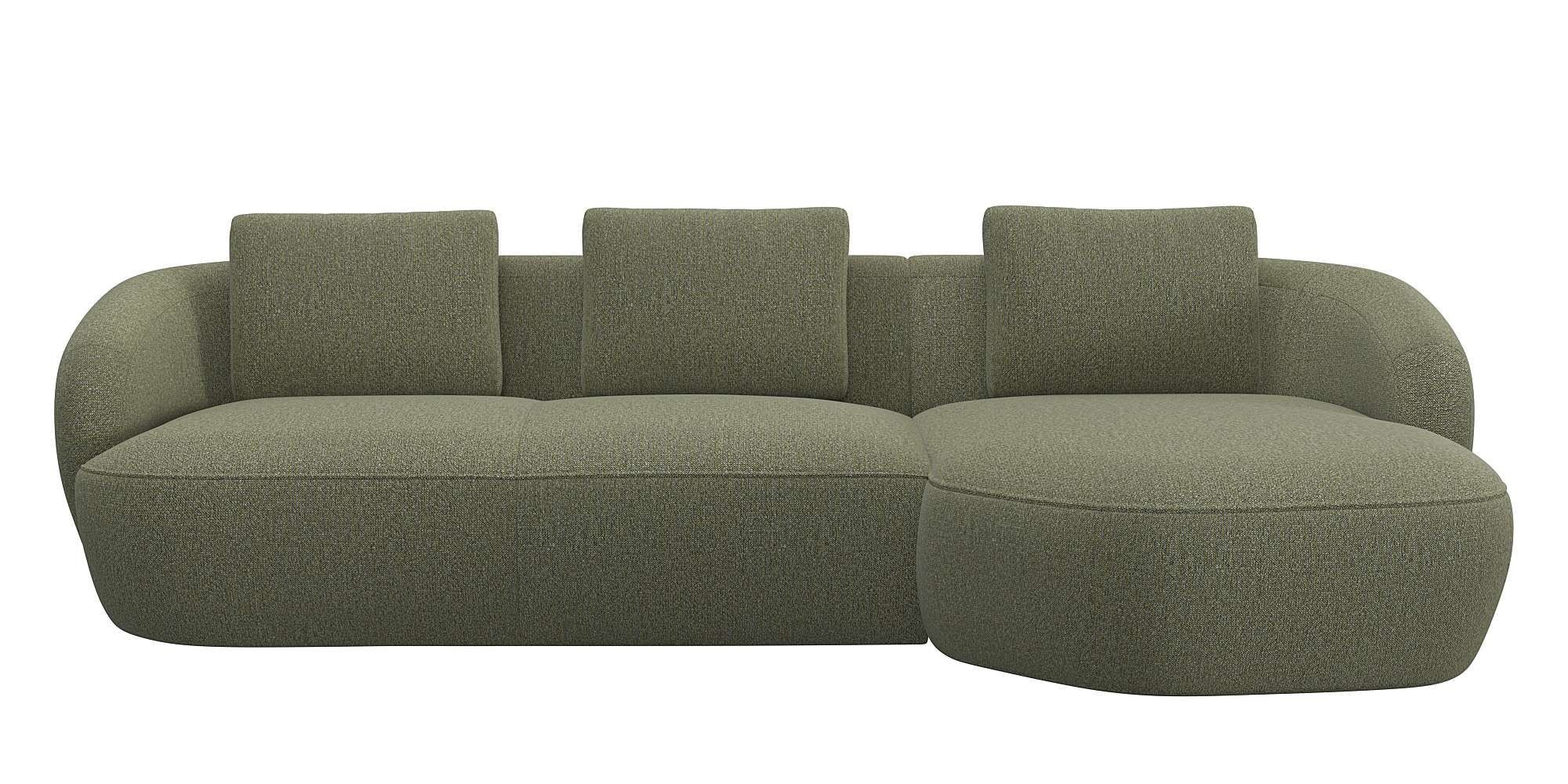 FLEXLUX Wohnlandschaft »Torino, rund, L-Form, Sofa-Ecke mit Recamiere, Longchair-Sofa«, Modernes, organisches Sofa-Design, Kaltschaum, Wellenunterfederung