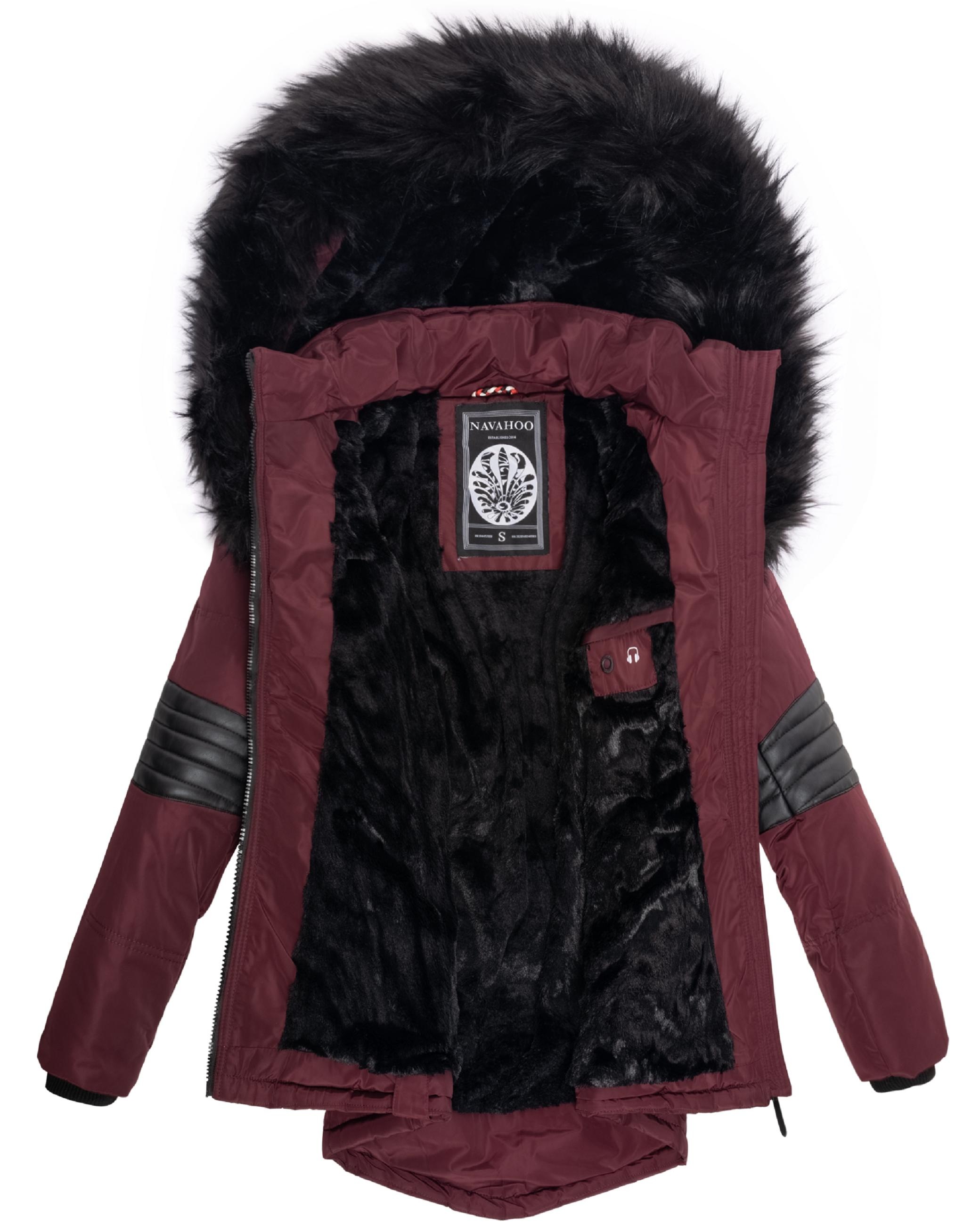 Navahoo Winterjacke »Winterjacke Nirvana«, mit Kapuze, edle Steppjacke m. schwarzem Kunstpelzkragen