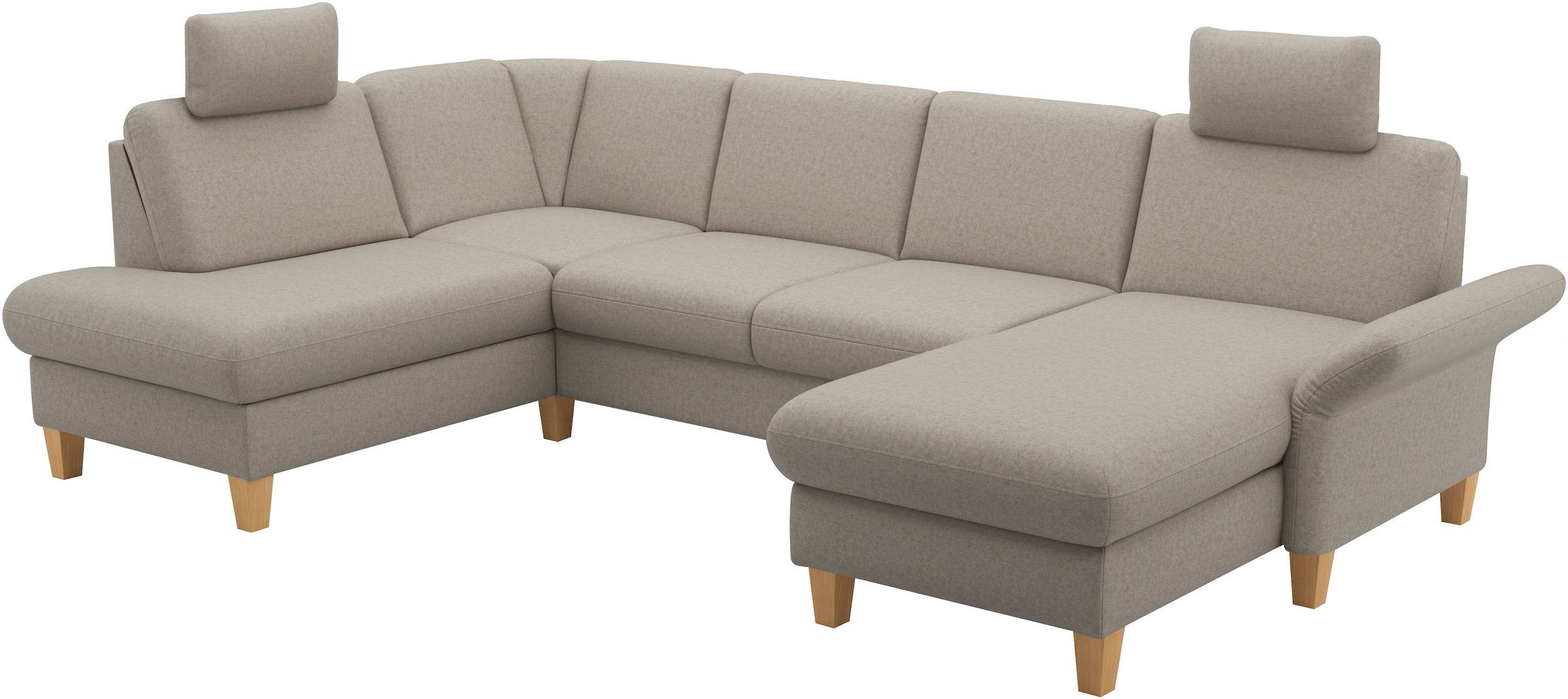 Home affaire Wohnlandschaft »Rochelle, U-Form«, optional mit Armteilverstellung, mit Bettfunktion & Bettkasten