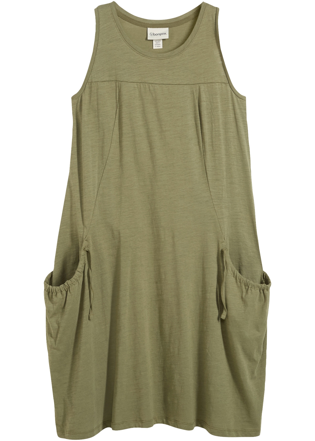 bonprix Jerseykleid »Baumwoll-Jerseykleid mit Taschen« für den Alltag, ärmellos, aus Baumwolle, in A-Linie, mit Taschen