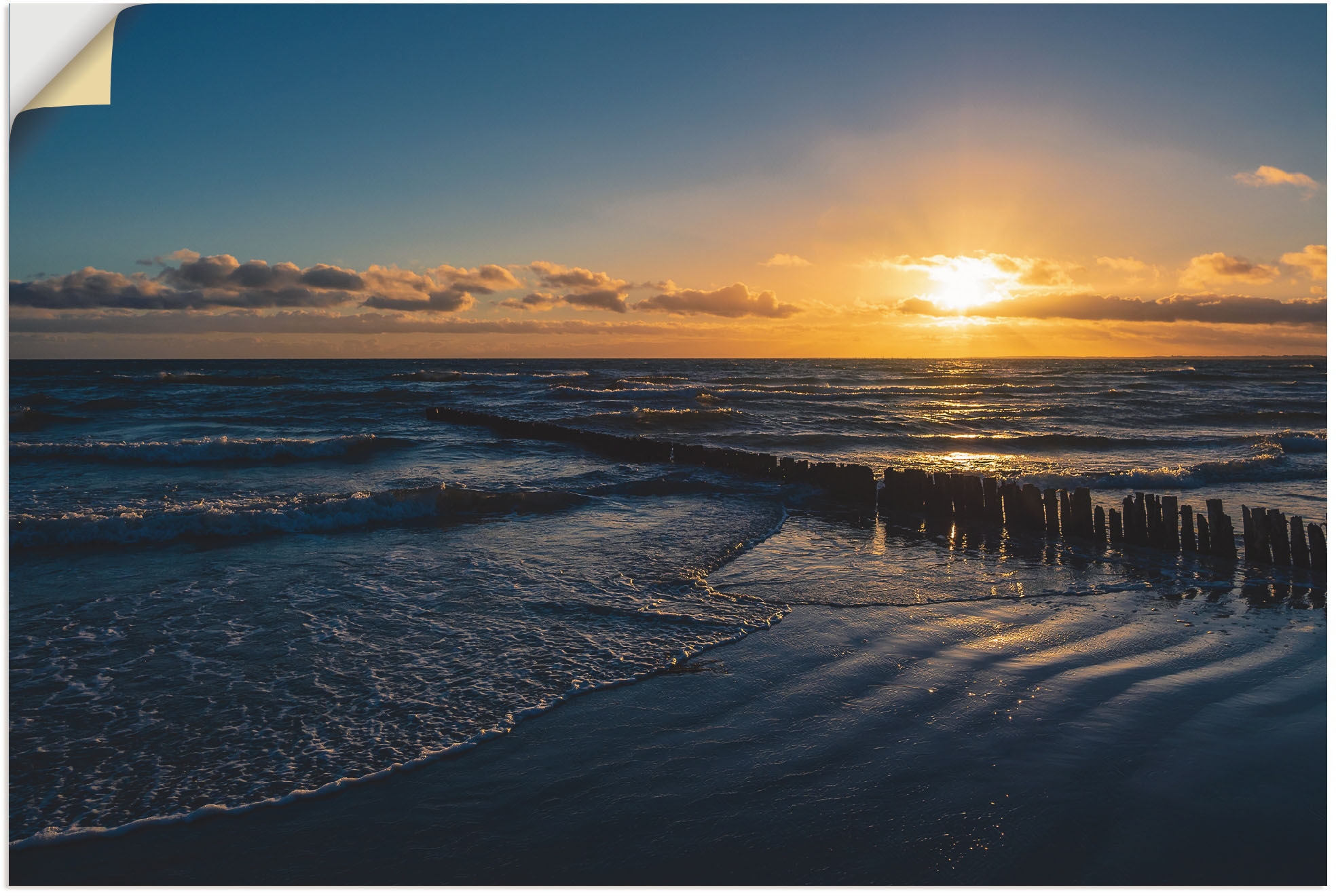 Wandbild »Ostseeküste auf der Insel Moen Dänemark«, Bilder vom Sonnenuntergang &...