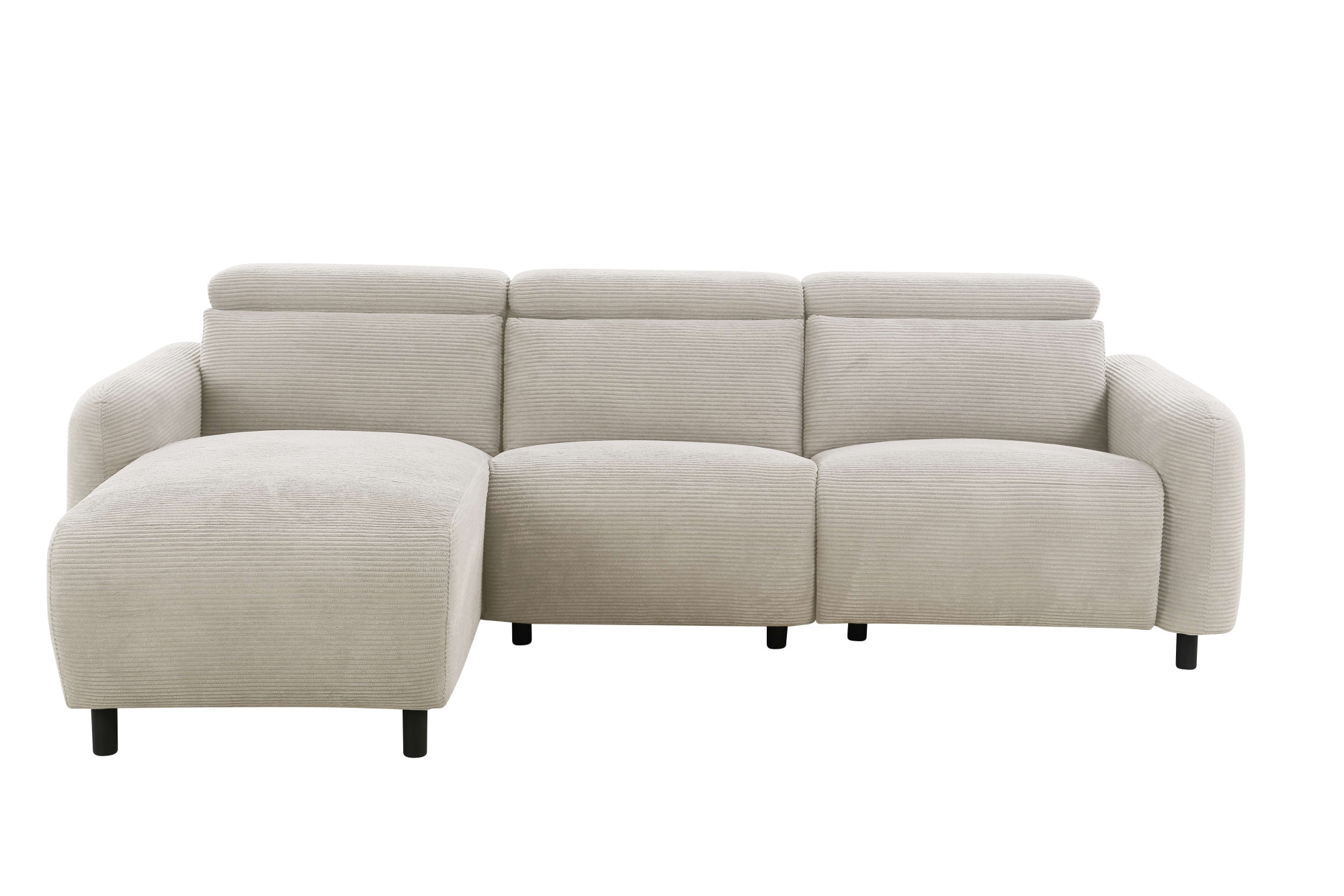 Home affaire Ecksofa »SKAANE in Cord, L-Form, 274 cm, manuelle u. elektrische Relaxfunktion,« rundes Design, Kopfteilverstellung, Federkernpolsterung