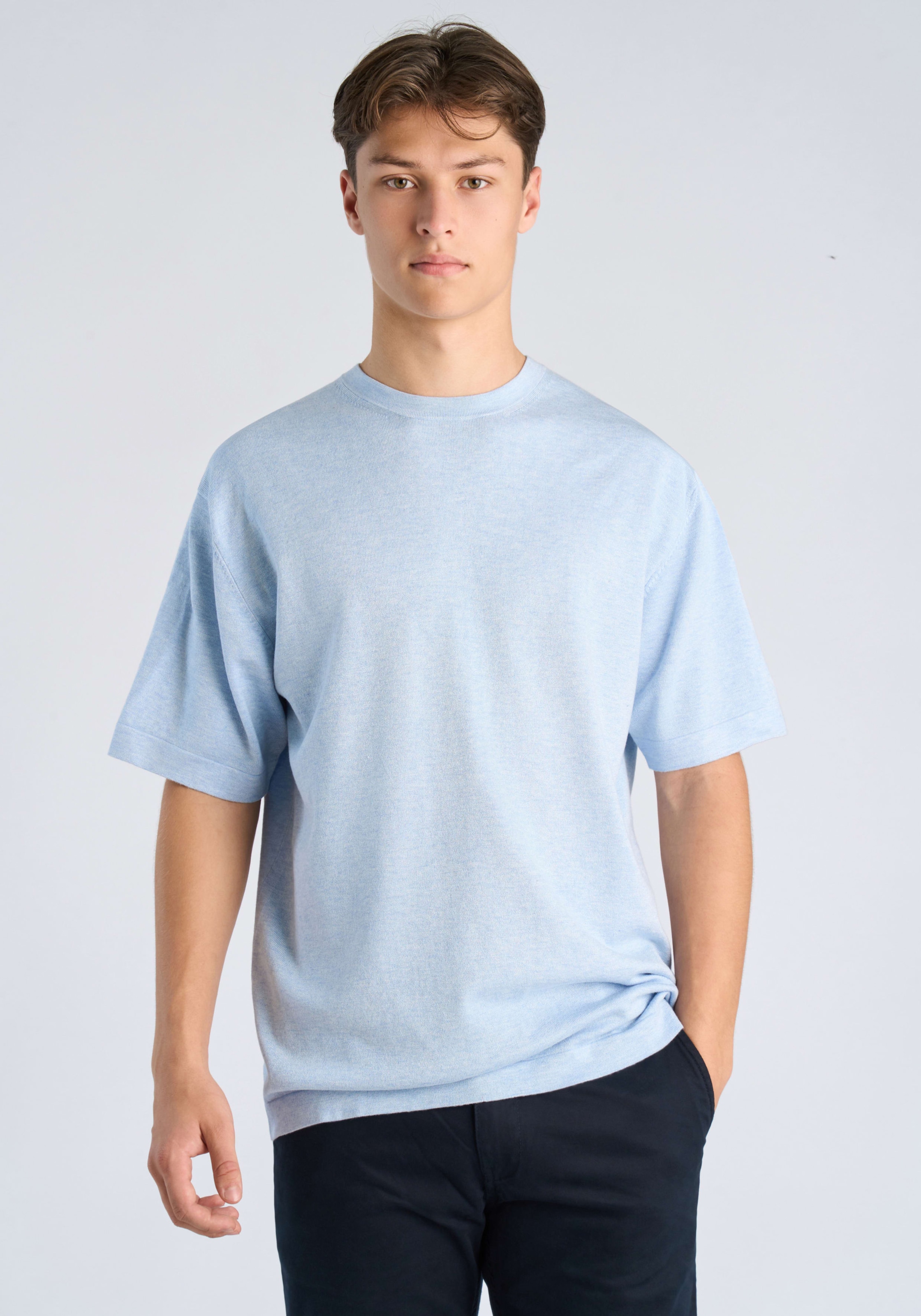 LINDBERGH Rundhalsshirt Halbarm in feiner Strick-Qualität