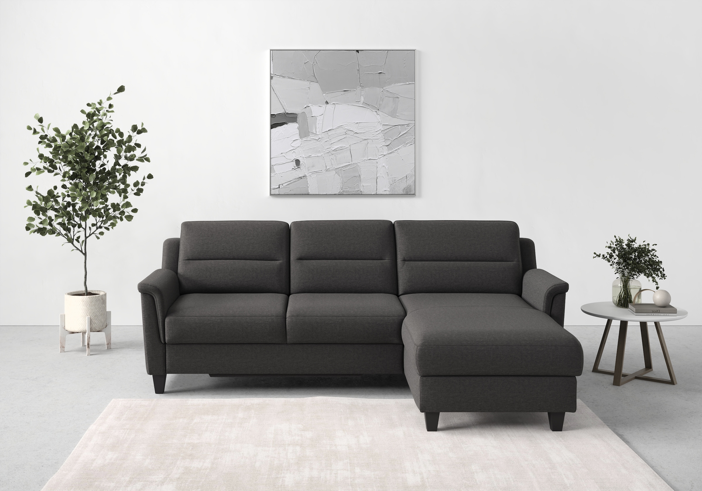sit&more Ecksofa »Farö L-Form« inklusive Federkern, wahlweise mit Bettfunktion und Bettkasten