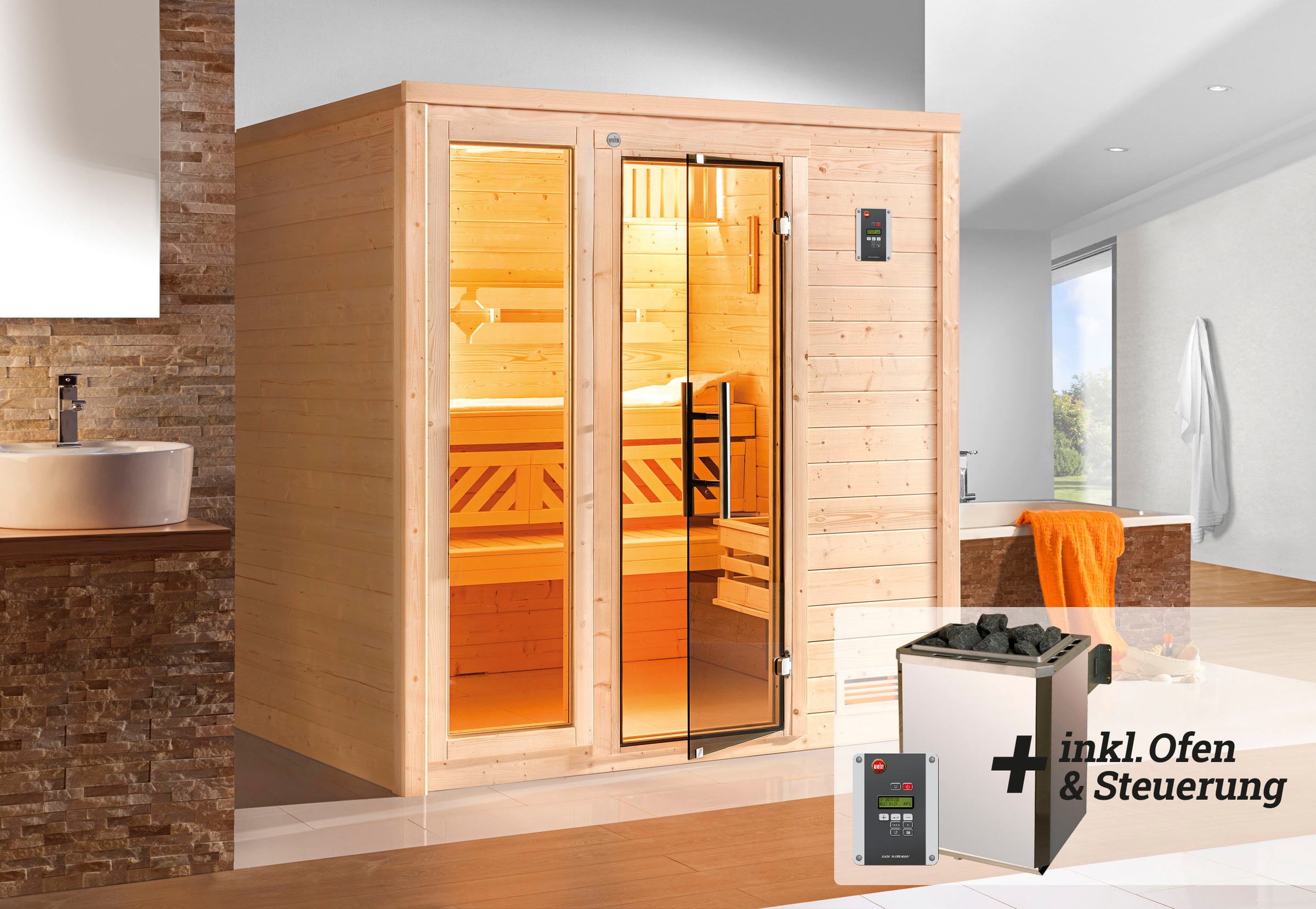 weka Sauna »Bergen«, 7,5 kW-Ofen mit digitaler Steuerung