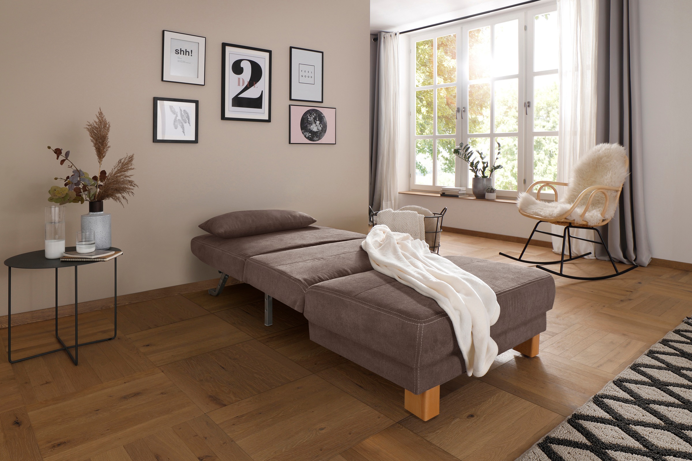 Home affaire Schlafsofa »Gina« vom Sofa zum Bett mit einem Handgriff, in 4 Breiten, Nierenkissen