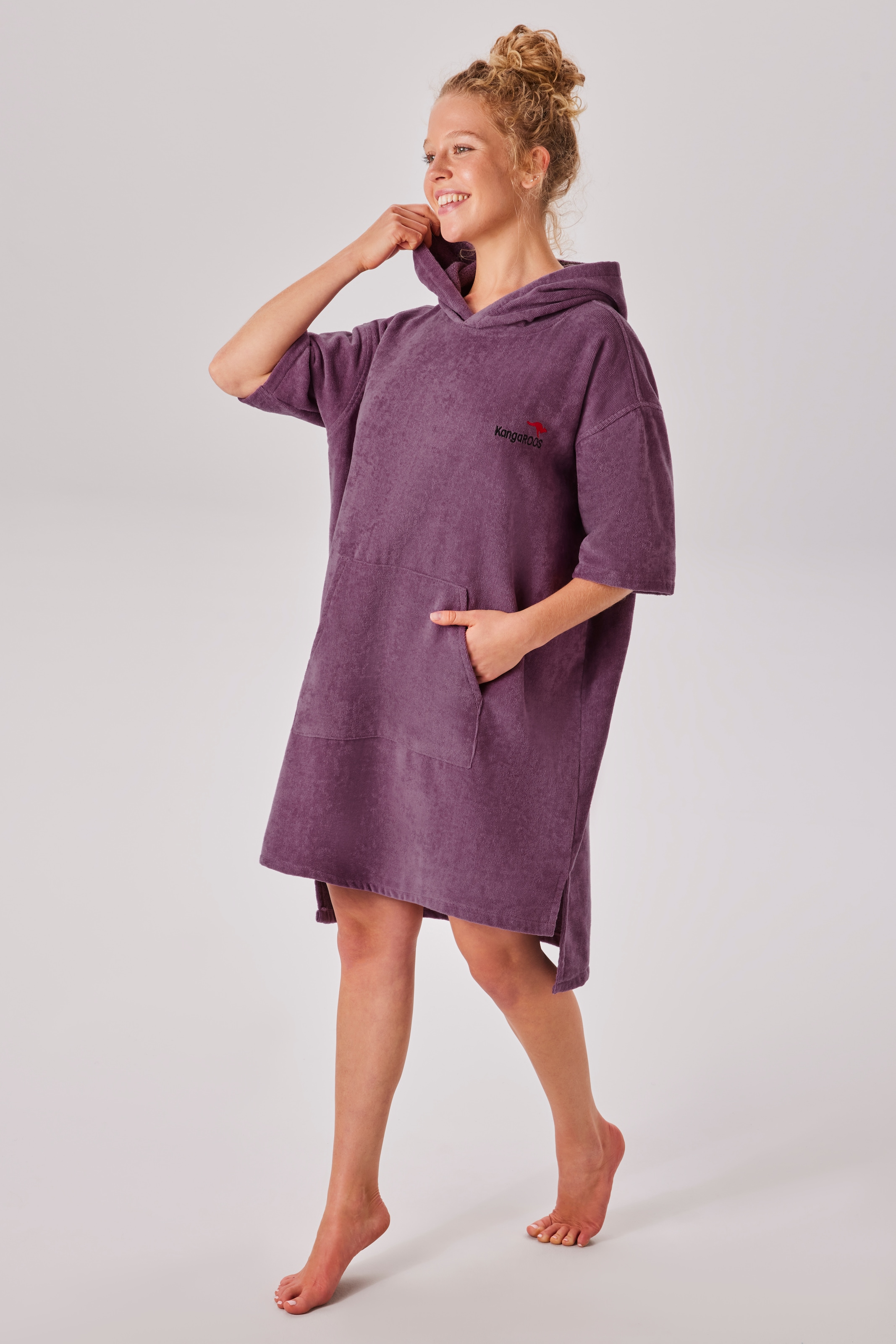 KangaROOS Badeponcho »Summer, ideal für Sauna, Spa & im Urlaub, Damen & Herren« 1 Stk. Surfponcho, mit Bauchtasche, 100% Baumwolle, Frottee