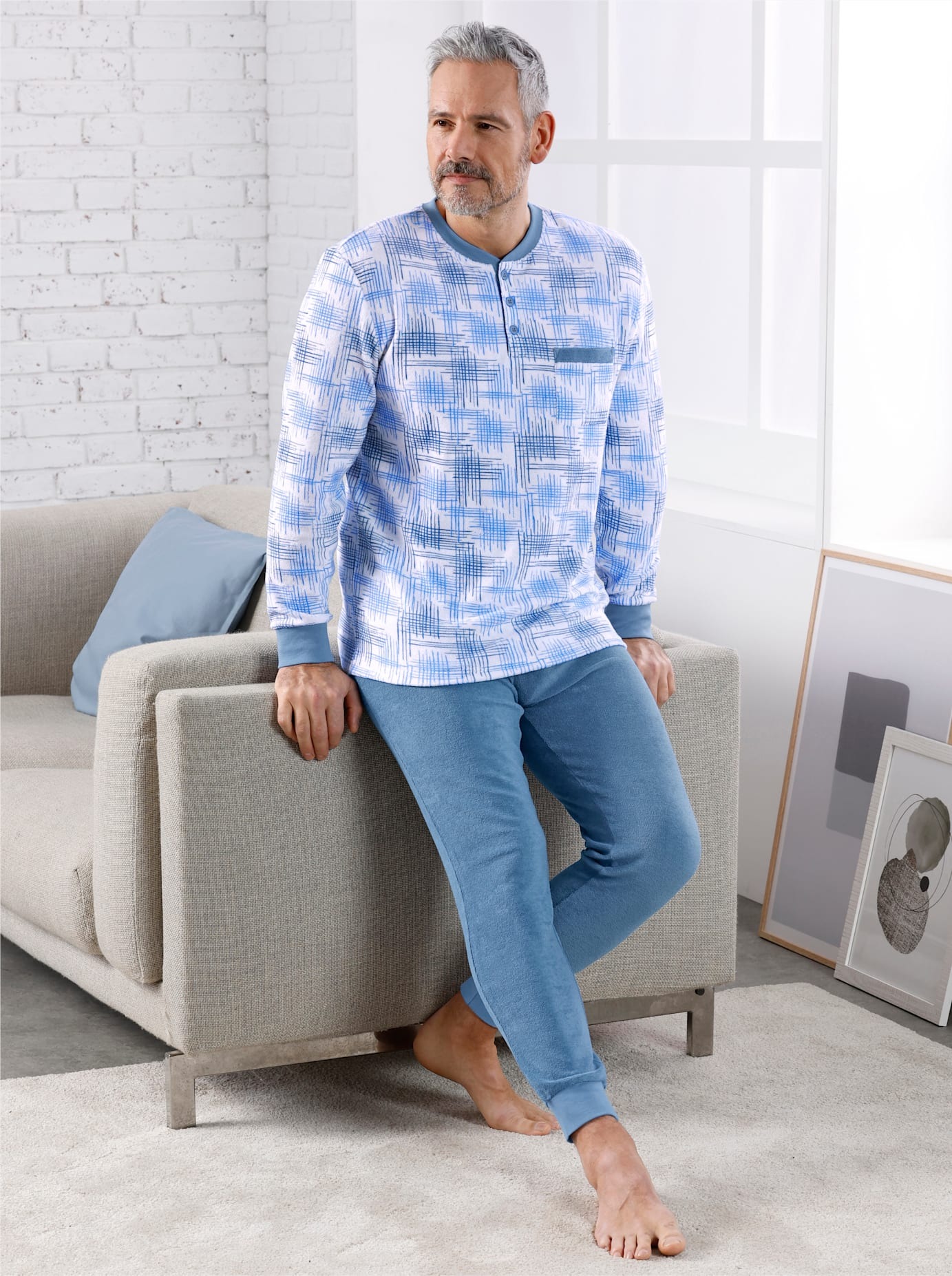 Kings Club Herren Schlafanzug in blau, Größe 60/62