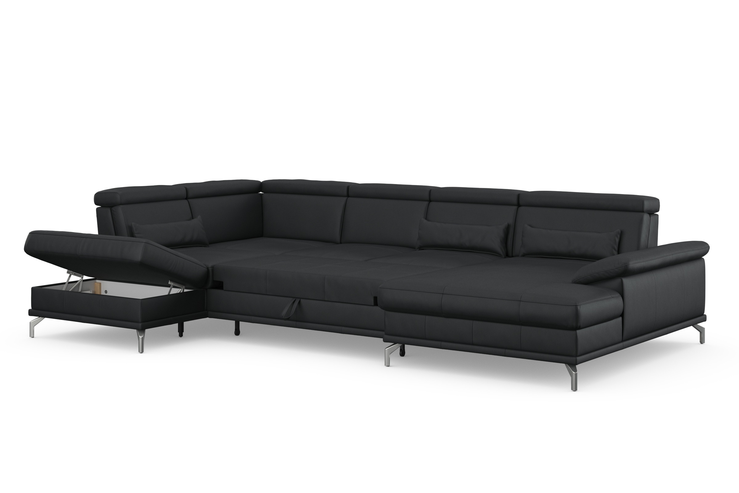 sit&more Wohnlandschaft »Cabrio U-Form, mit Sitztiefenverstellung, Arm- und Kopfteilverstellung«, 3 Nierenkissen, Federkern, optional Bettfunktion und Stauraum