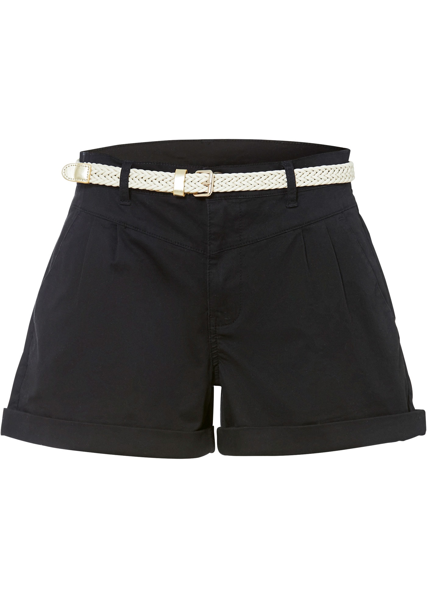 bonprix Shorts  aus Baumwolle und Elasthan, Regular Fit, mit umgeschlagenem Saum
