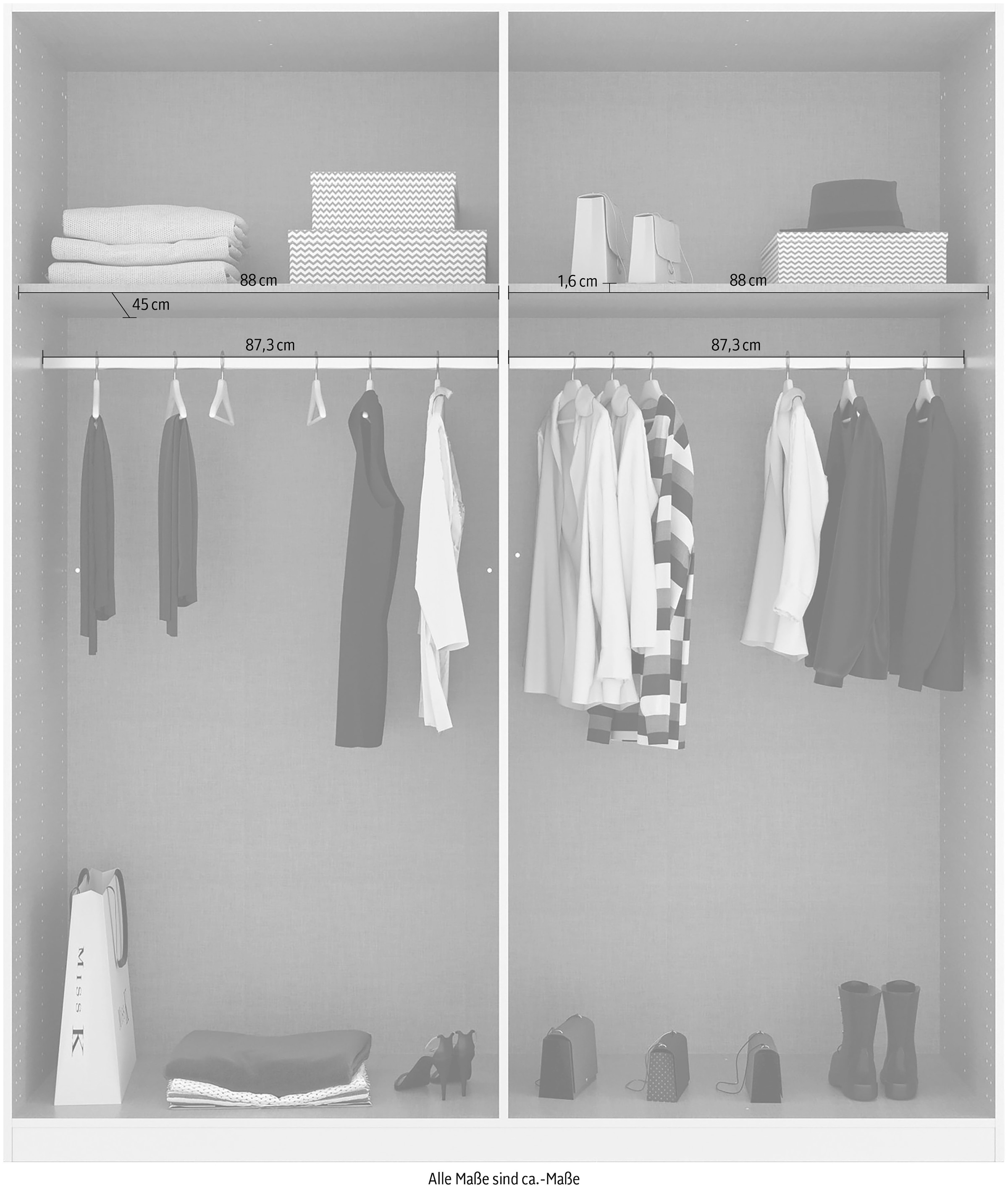 rauch Drehtürenschrank »Homey by Quadra Spin«, mit Grifflaschen aus weichem, cognacbraunem Leder