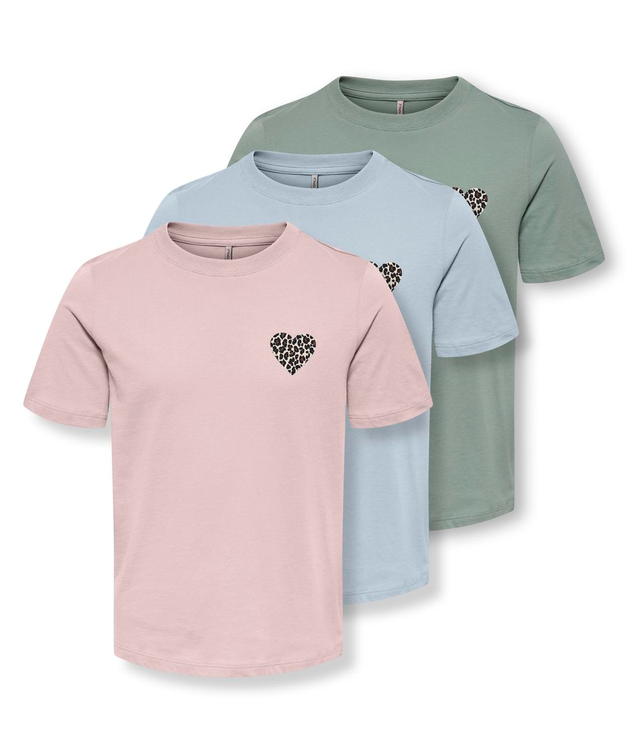 KIDS ONLY T-Shirt »KOGREXI HEART REG. SS TOP  3-PACK JRS« Packung, 3