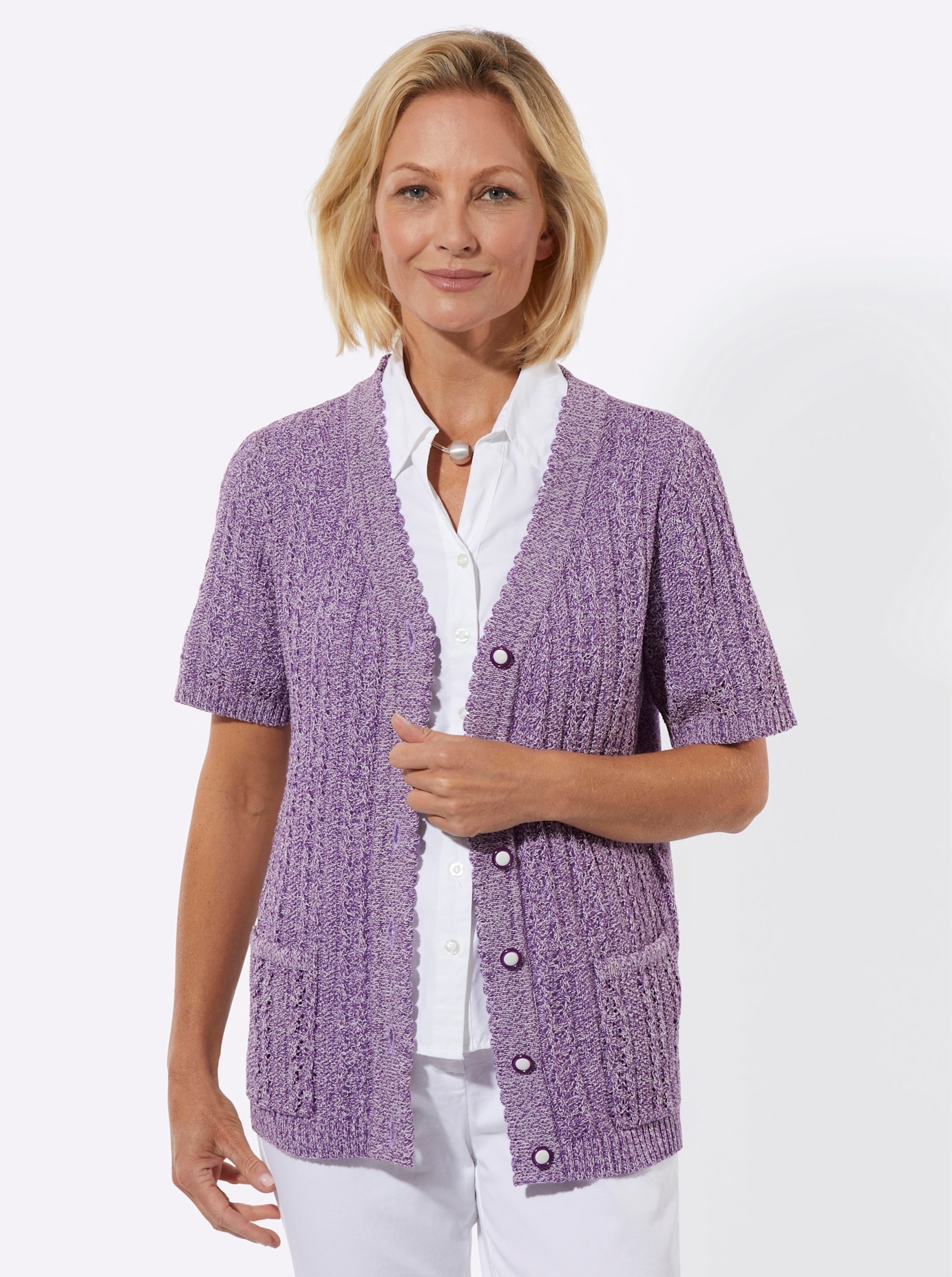 Classic Basics Ajourstrickjacke