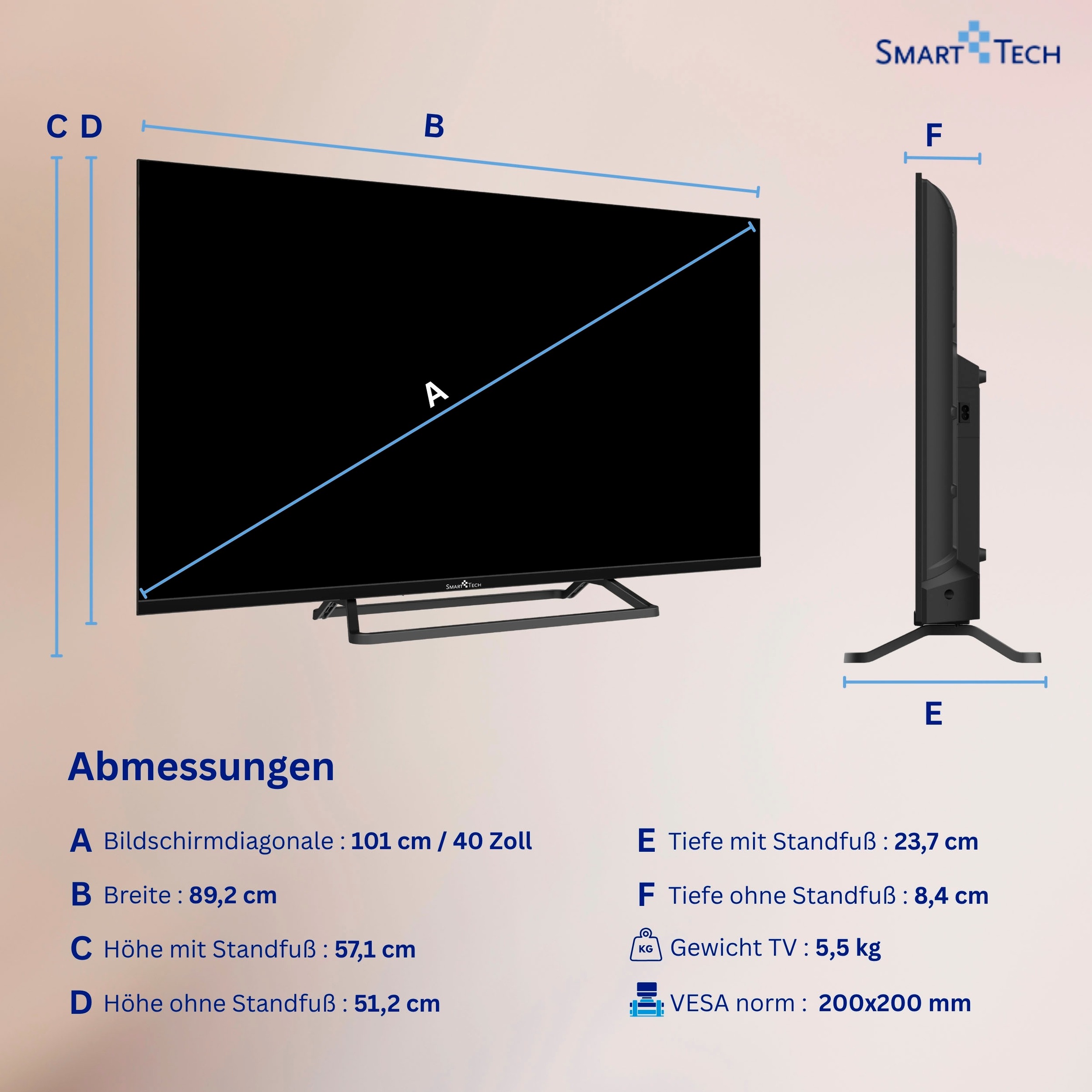 Smart Tech DLED-Fernseher »40FN01V3« 101 cm/40 ″ Full HD