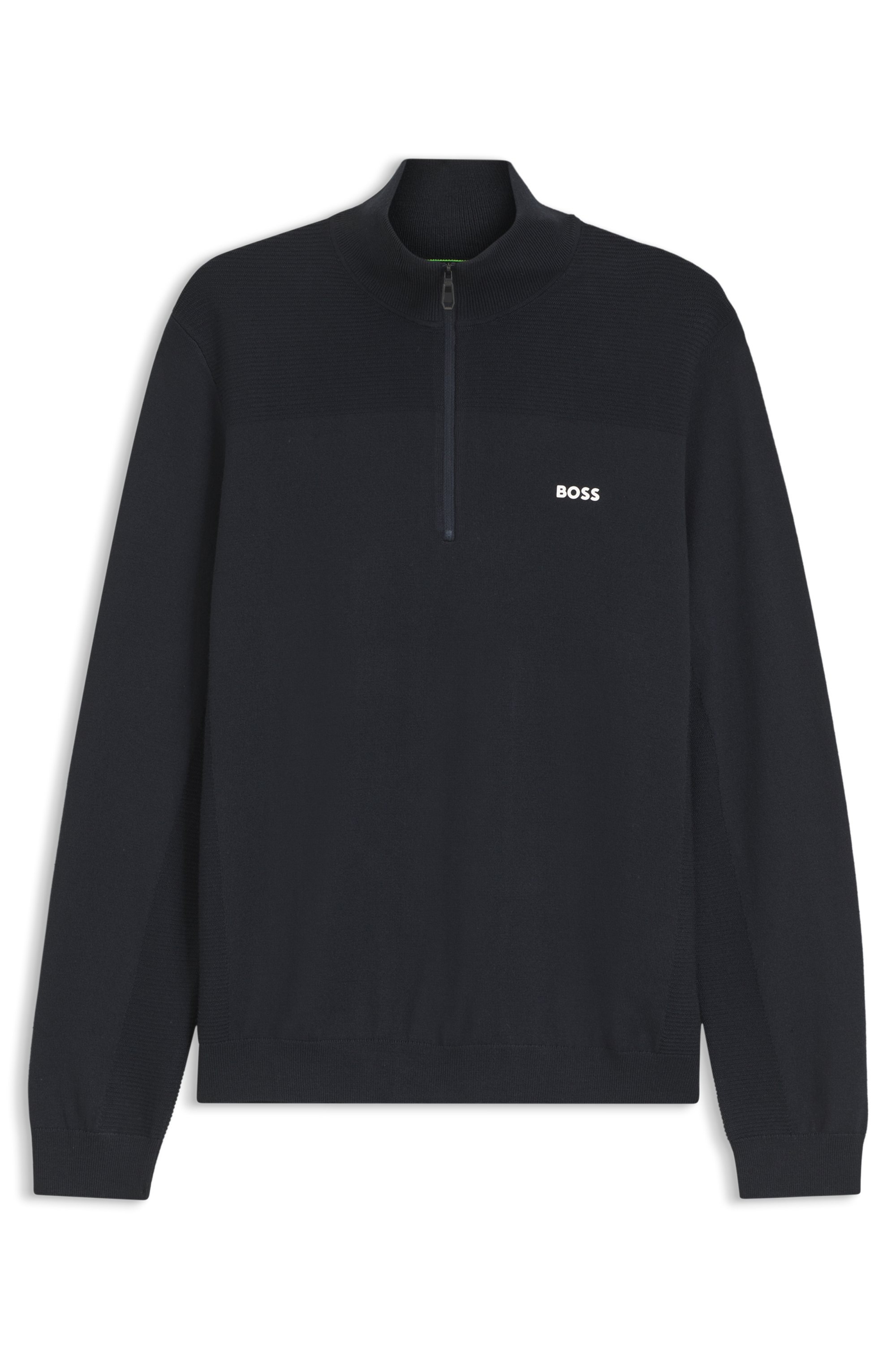 BOSS GREEN Strickpullover Stehkragen mit Reißverschluss, Regular Fit,